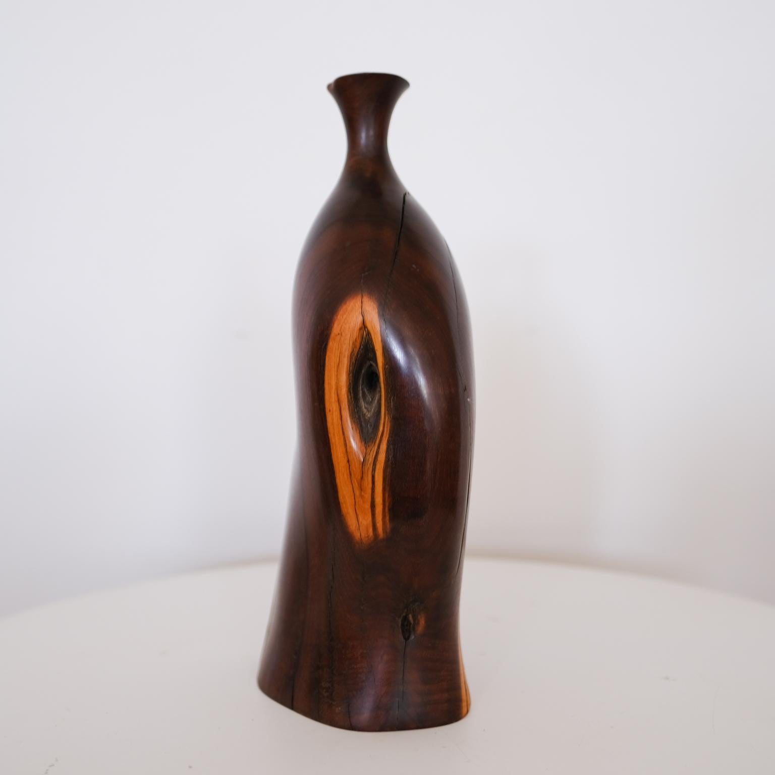 Hardwood Bob Womack Sculptural Wood Vase For Sale