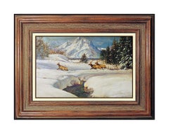 Bob Wygant Original Oil Painting On Board Landscape Elk Wildlife Signed Artwork