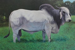 Realist Painting of Brahman Bull Landscape