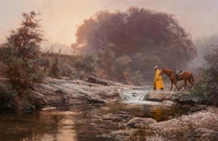 „PALE MORNING MIST“  WESTERN, YELLOW SLICKER COWBOY CROSSING CREEK MITHORSE
