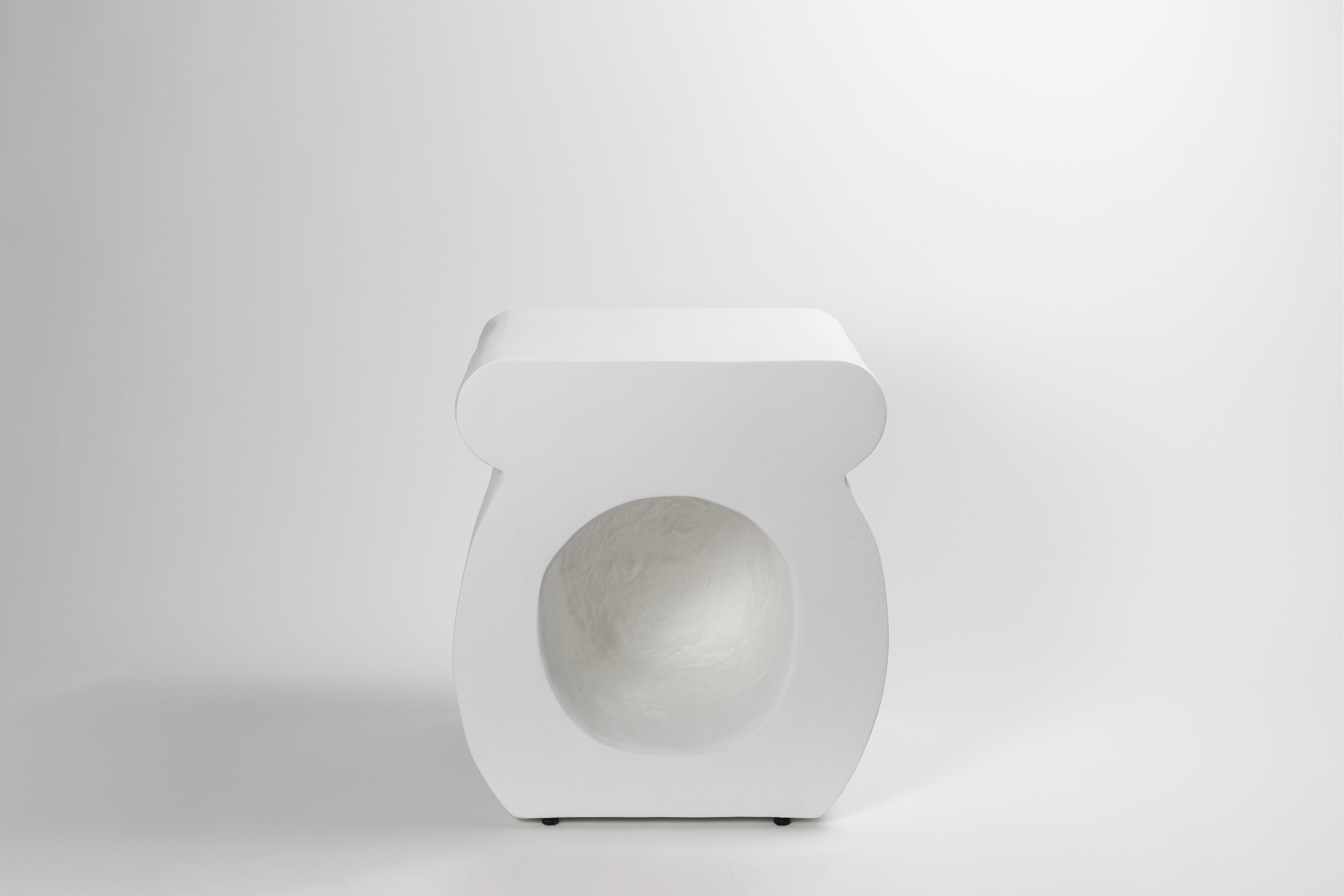 Boba Night Table by Curvy World Studio
Handmade
Dimensions: D 42 x W 46 x H 52 cm.
Materials: Wood, hemp, recycled marble powder, steel mesh, coating.

The Boba night table belongs to the eponymous collection. A collection that draws its inspiration