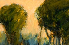 Trees by the Pond at Sunset - Landscape in Acrylic on Artist's Board