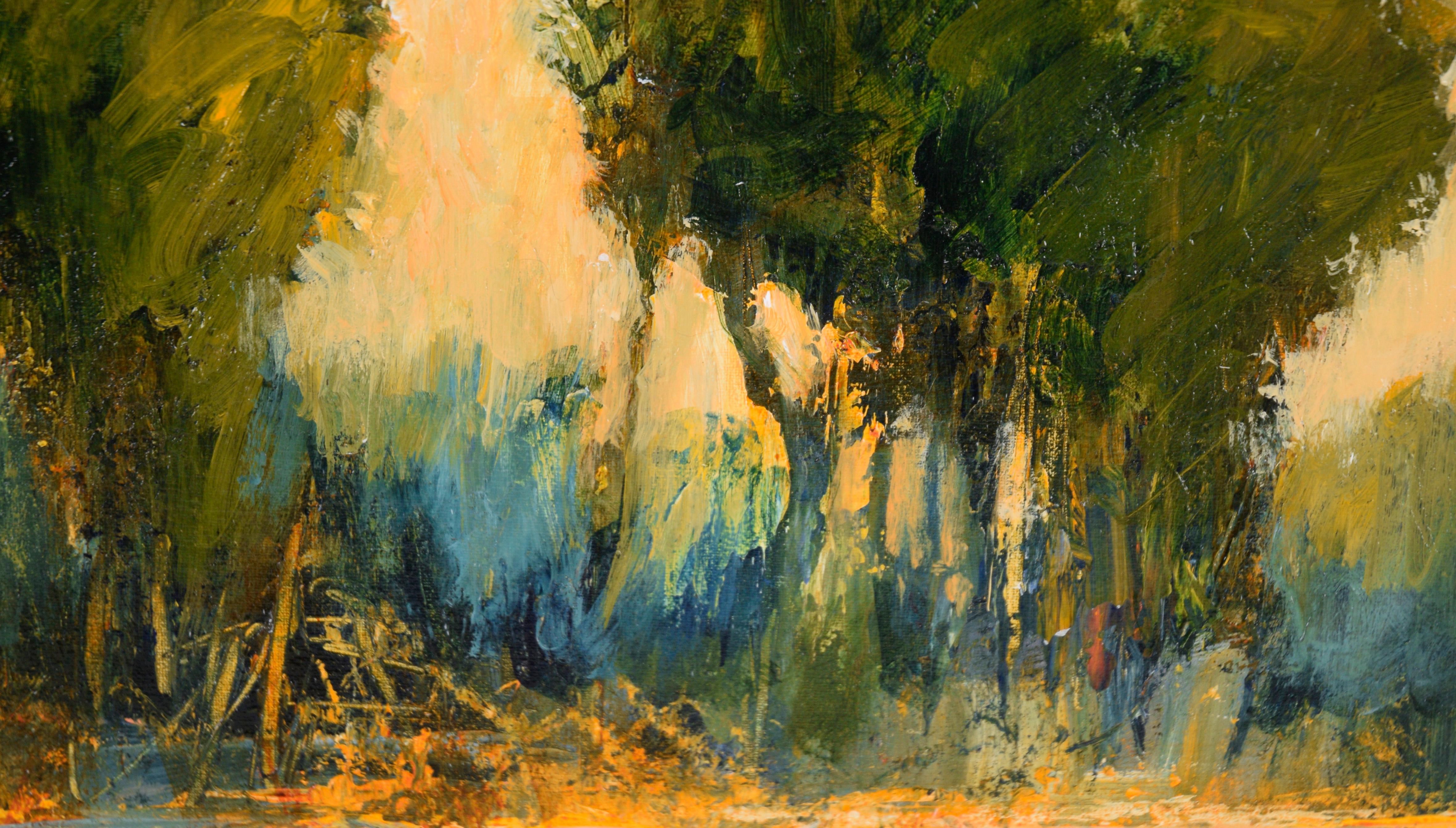 Trees by the Pond at Sunset - Landscape in Acrylic on Artist's Board



Signed 