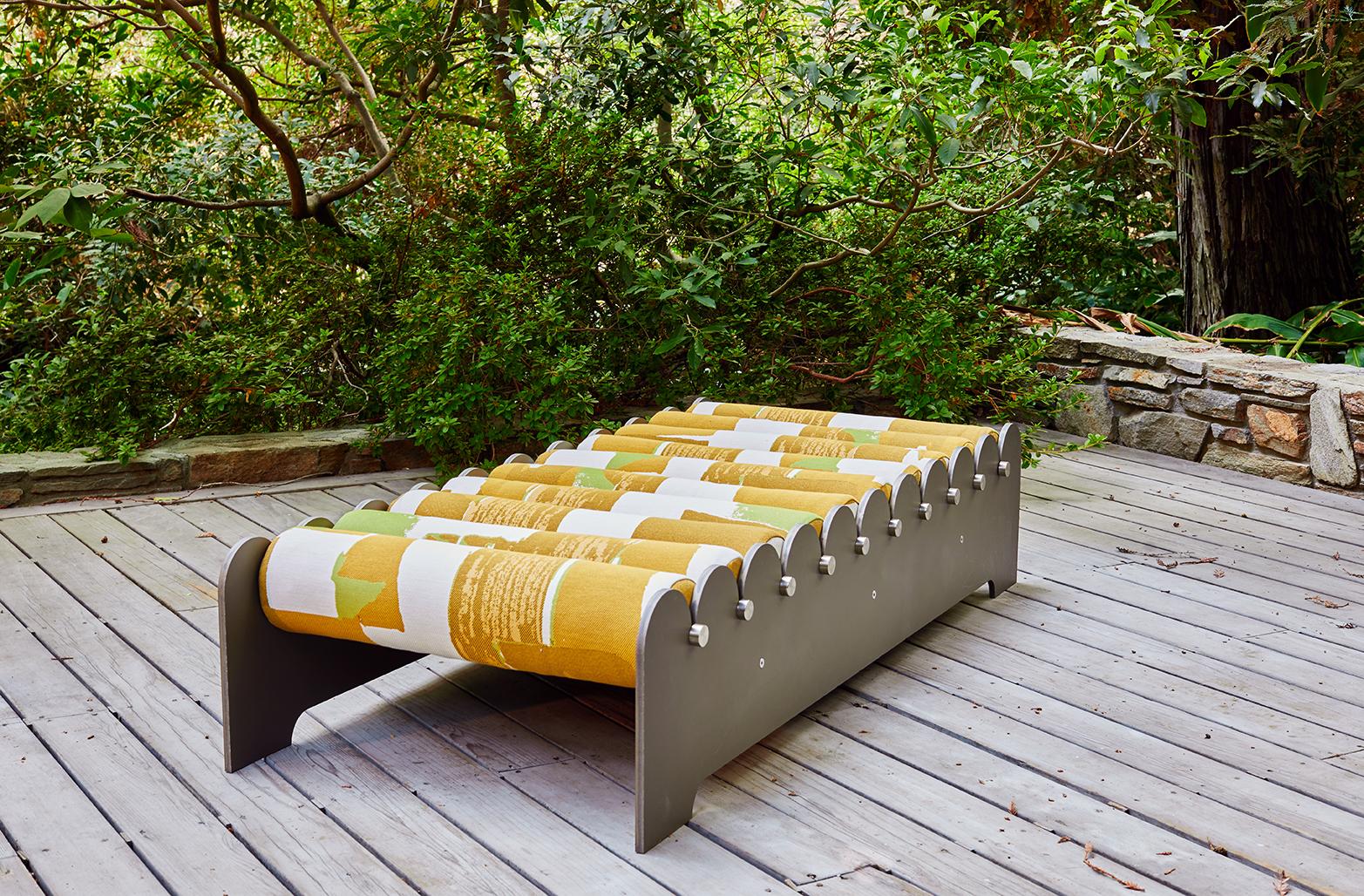 North American Mini Bobbin, Contemporary Indoor/Outdoor Anodized Aluminum Daybed by Laun For Sale