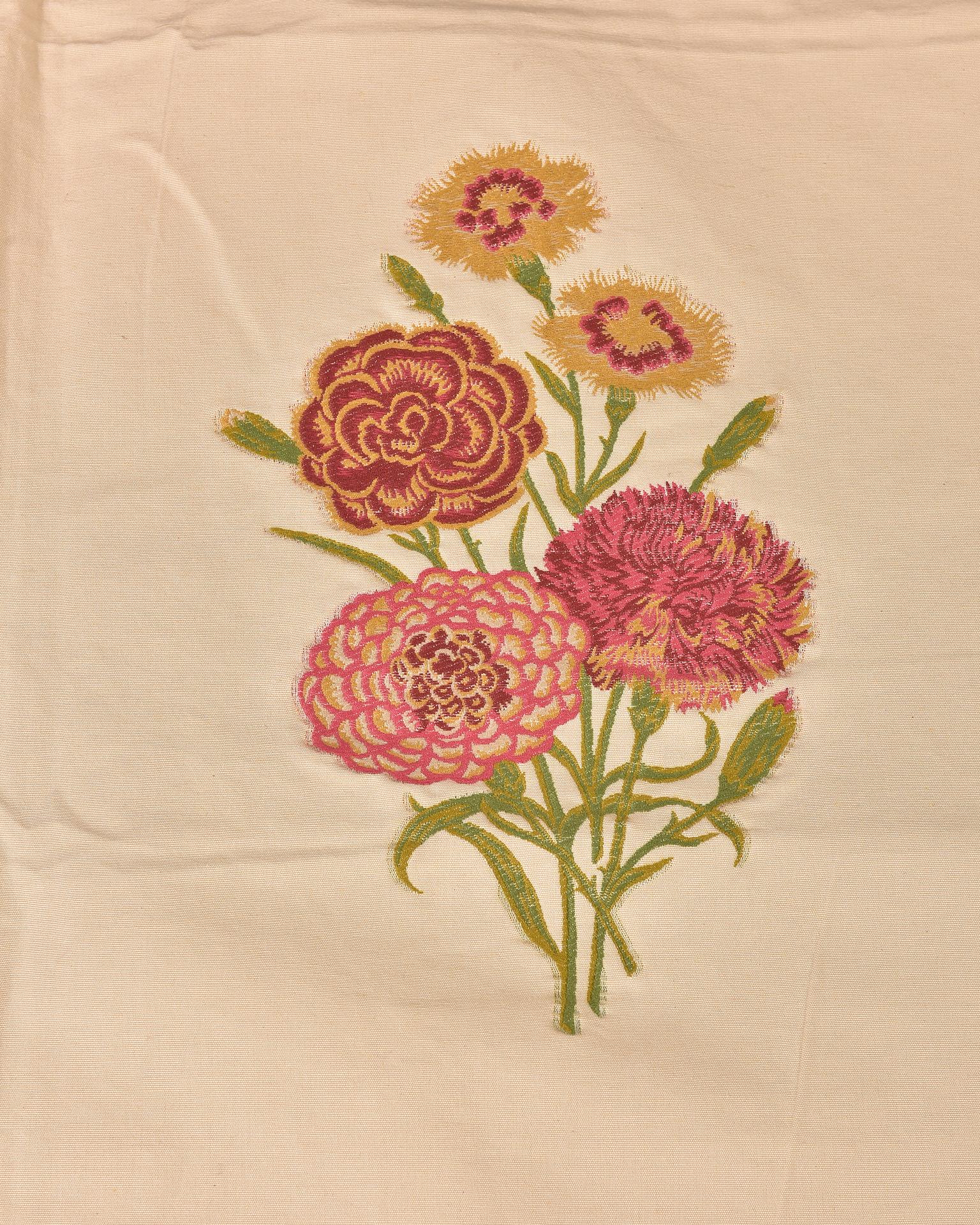 Machine-Made Bobbin Remnant Fabric with Flowers in Relief  For Sale