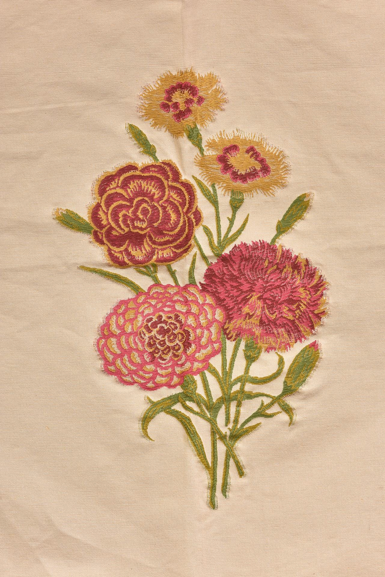 Cotton Bobbin Remnant Fabric with Flowers in Relief  For Sale