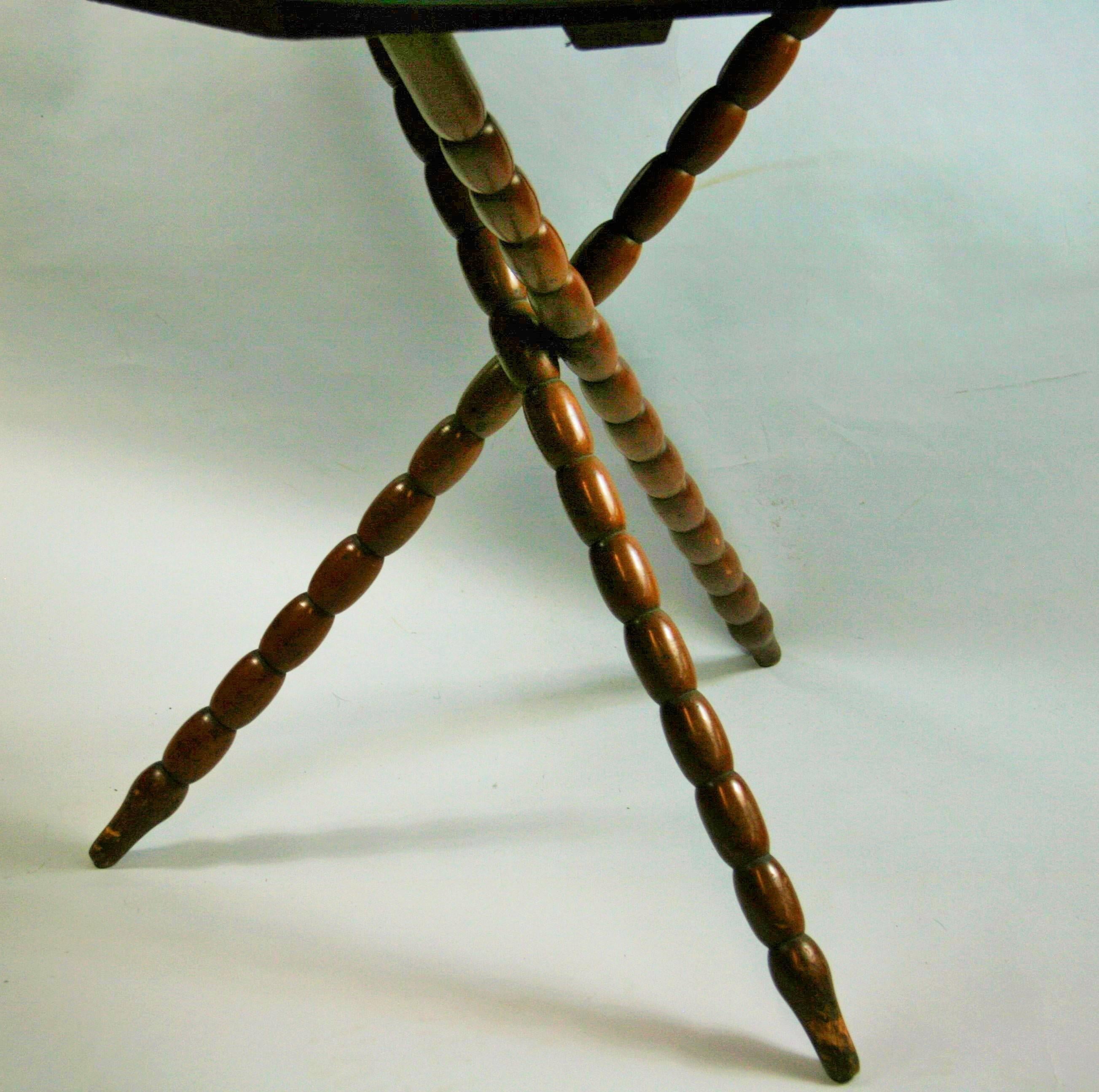 Bobbin Jack Wood Table with Mirrored Top In Good Condition In Douglas Manor, NY