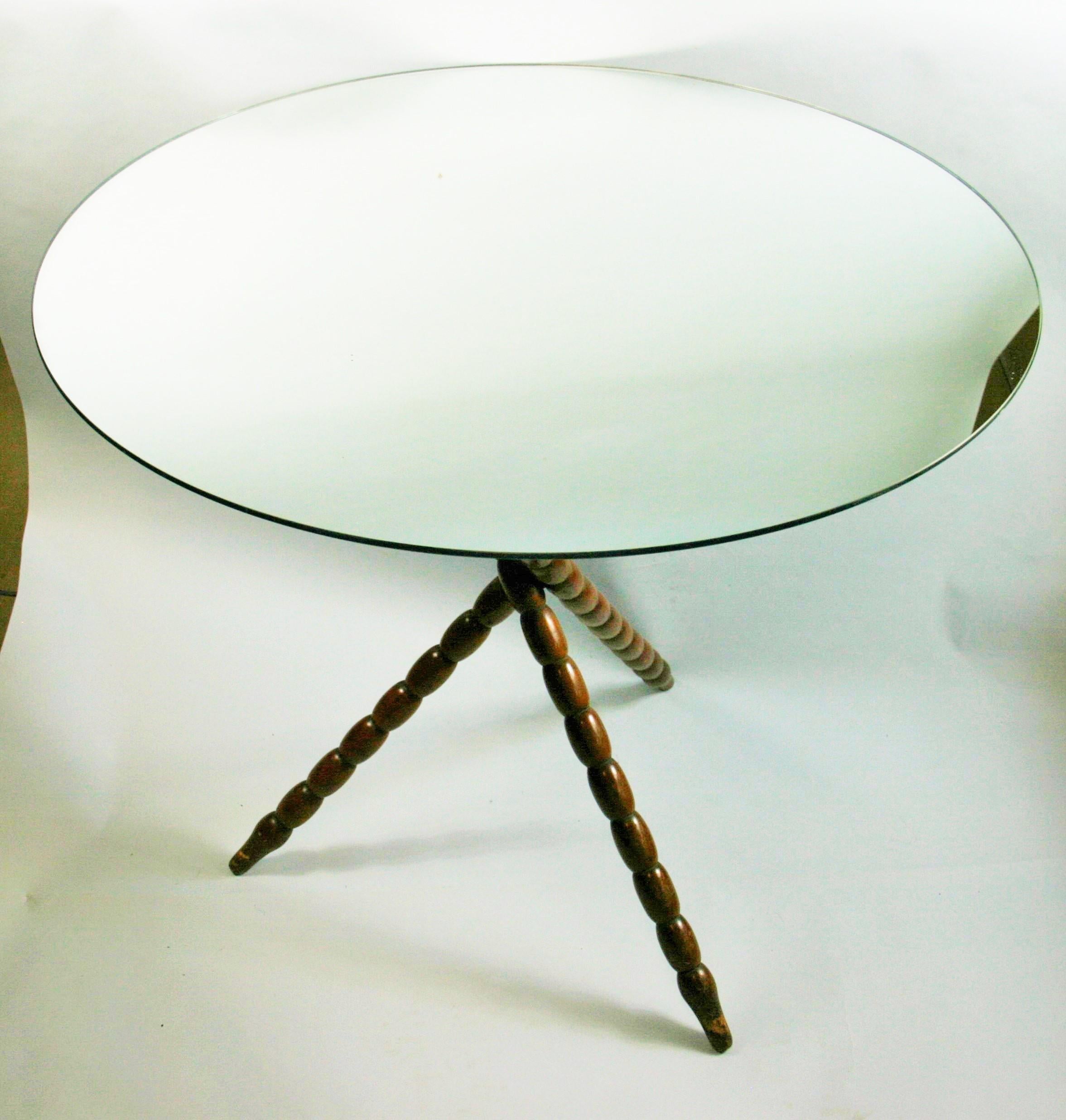 Bobbin Jack Wood Table with Mirrored Top 2