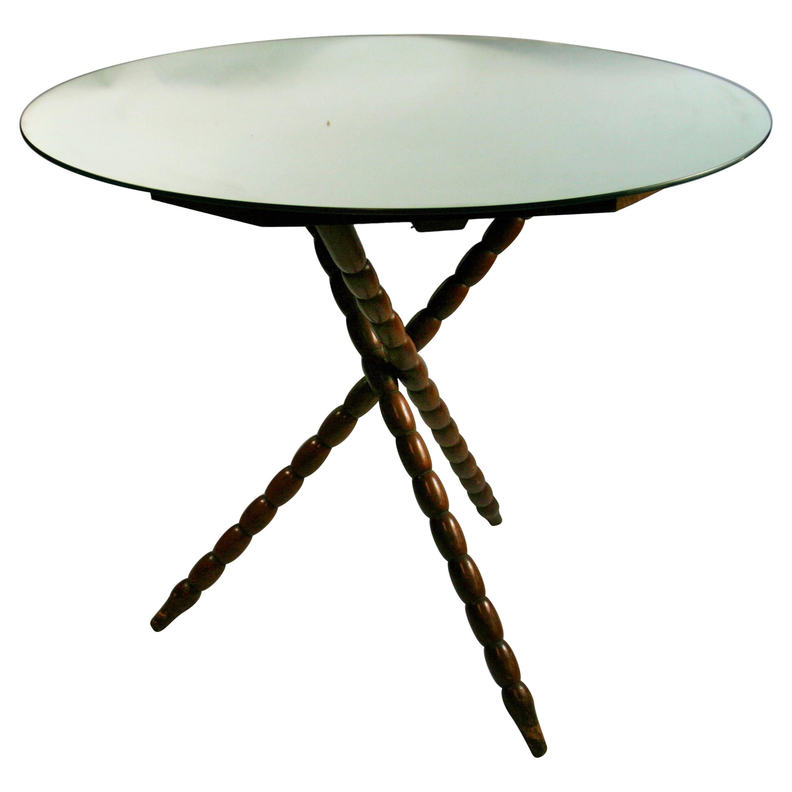 Bobbin Jack Wood Table with Mirrored Top