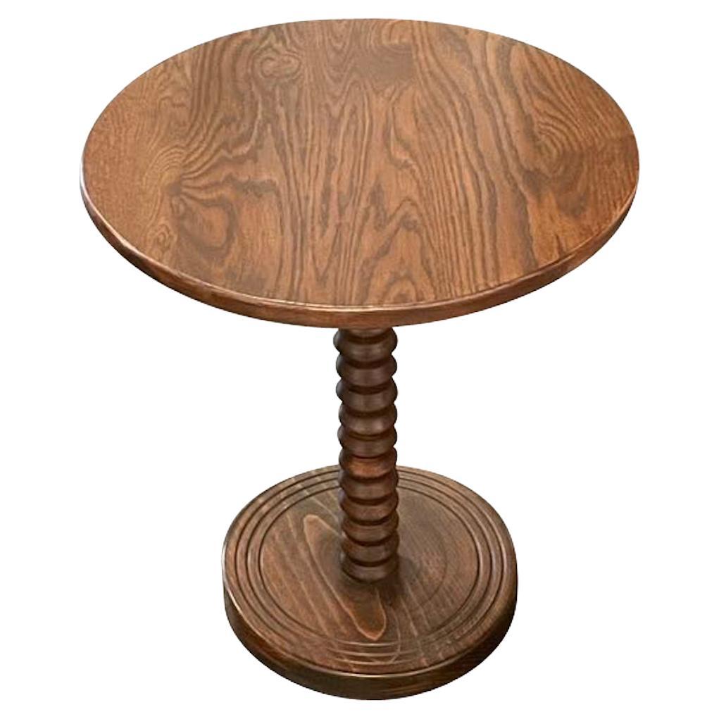 Bobbin Leg, Round Top And Base Side Table, France, 1940s