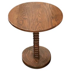 Bobbin Leg, Round Top And Base Side Table, France, 1940s