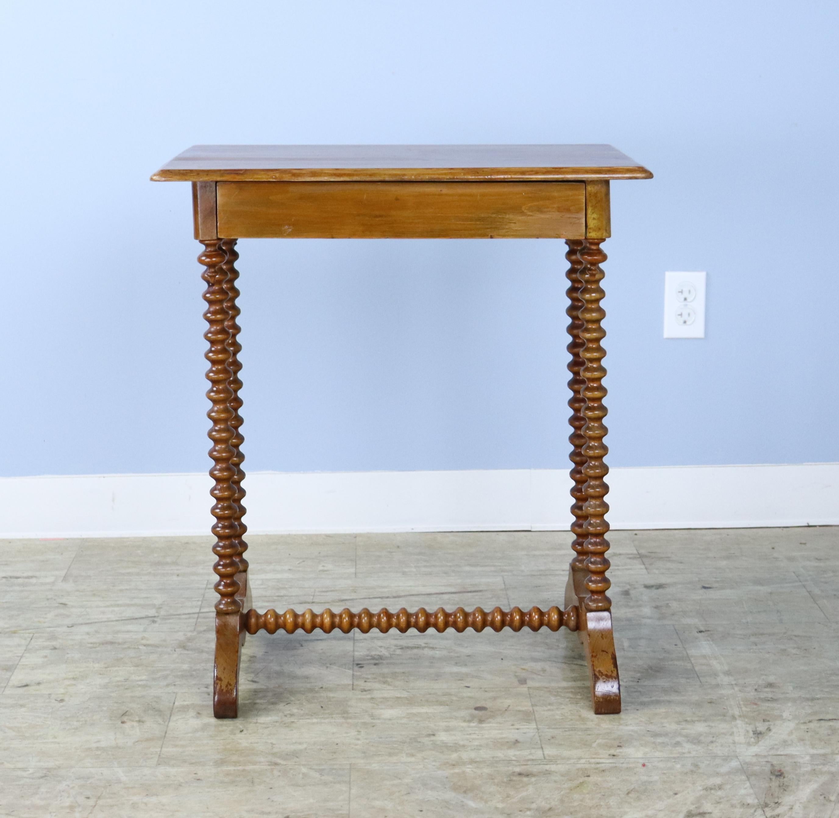English Bobbin Legged Lamp Table with Double Stretcher Base For Sale