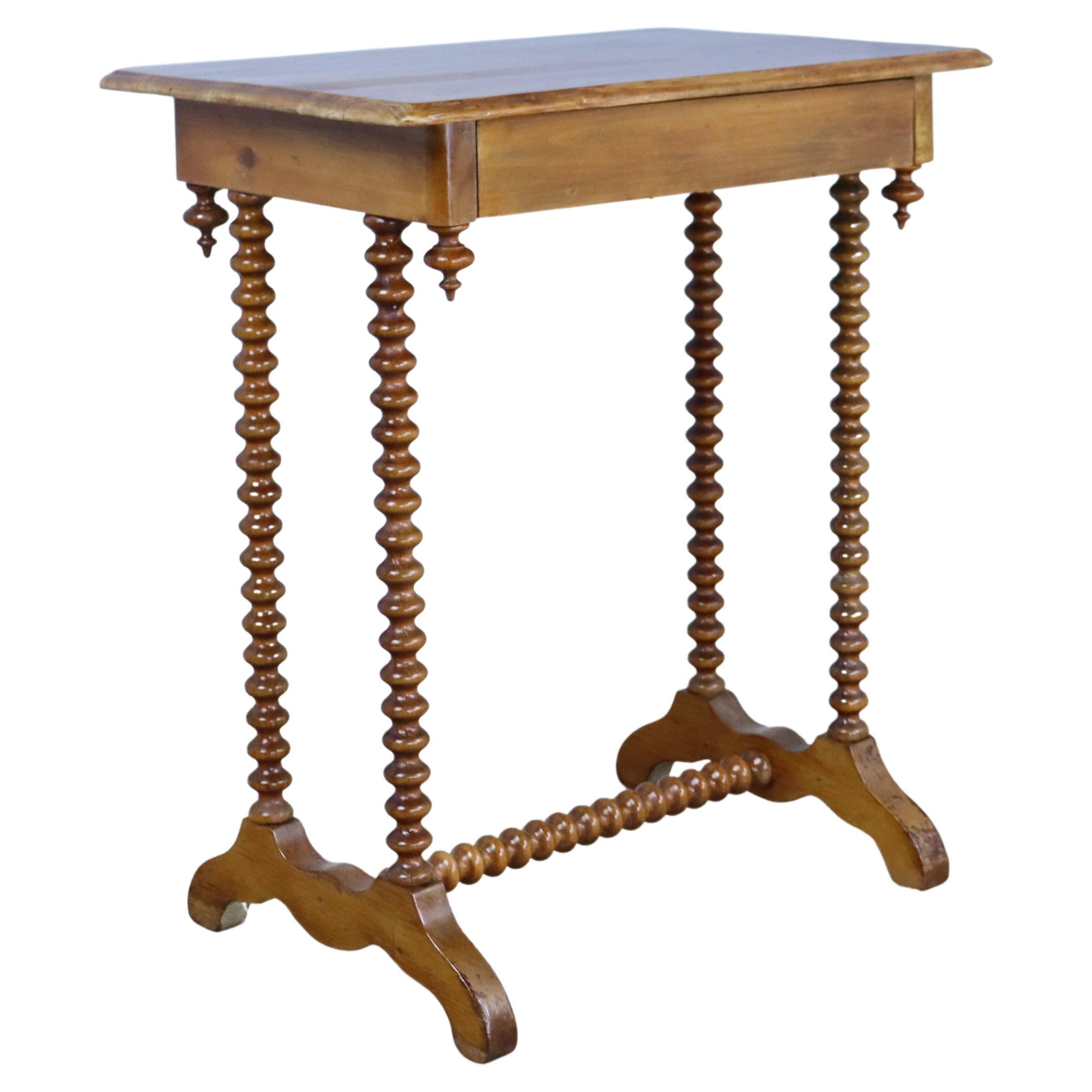 Bobbin Legged Lamp Table with Double Stretcher Base For Sale