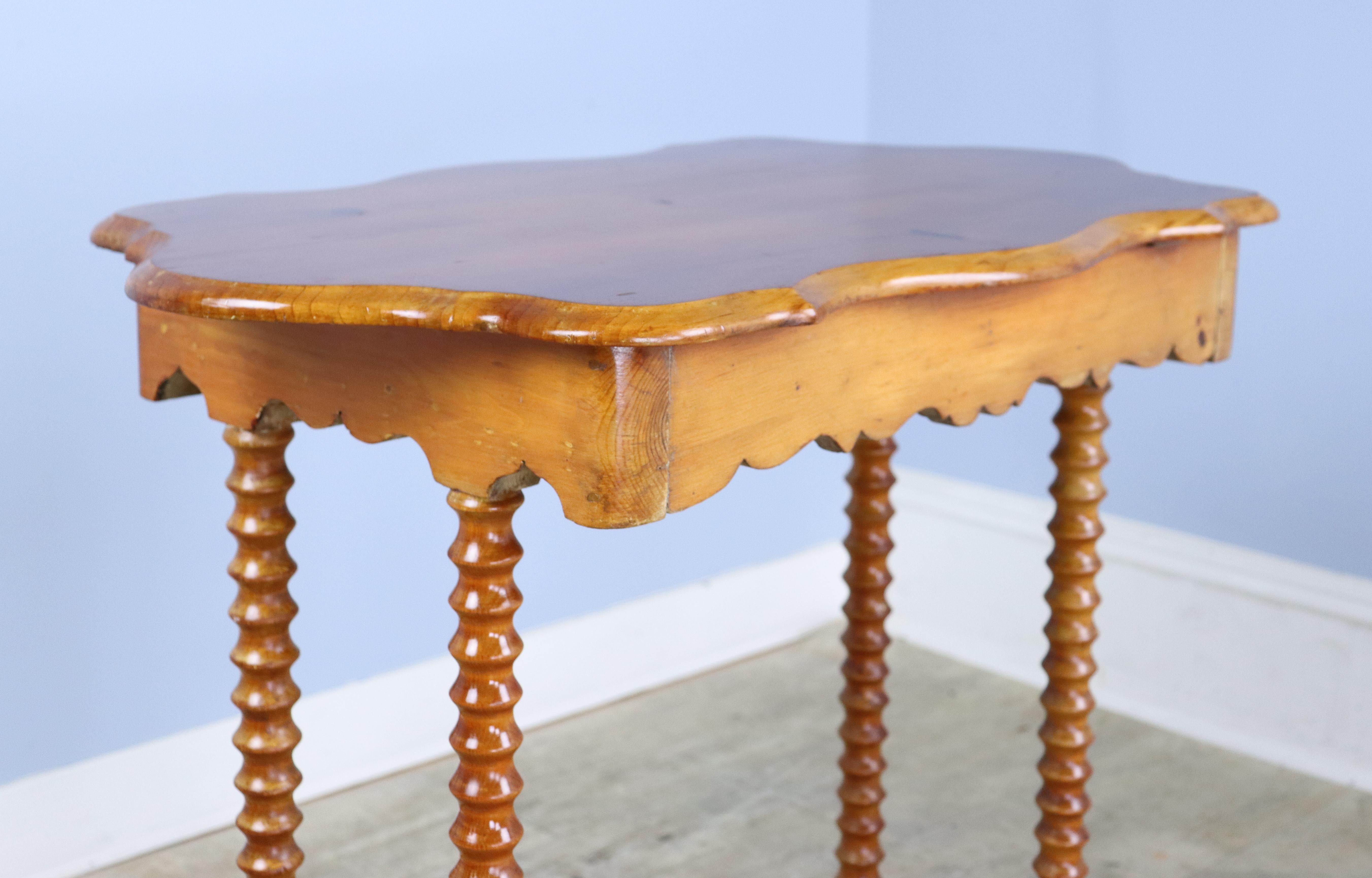 Pine Bobbin Legged Lamp Table with Trestle Base For Sale