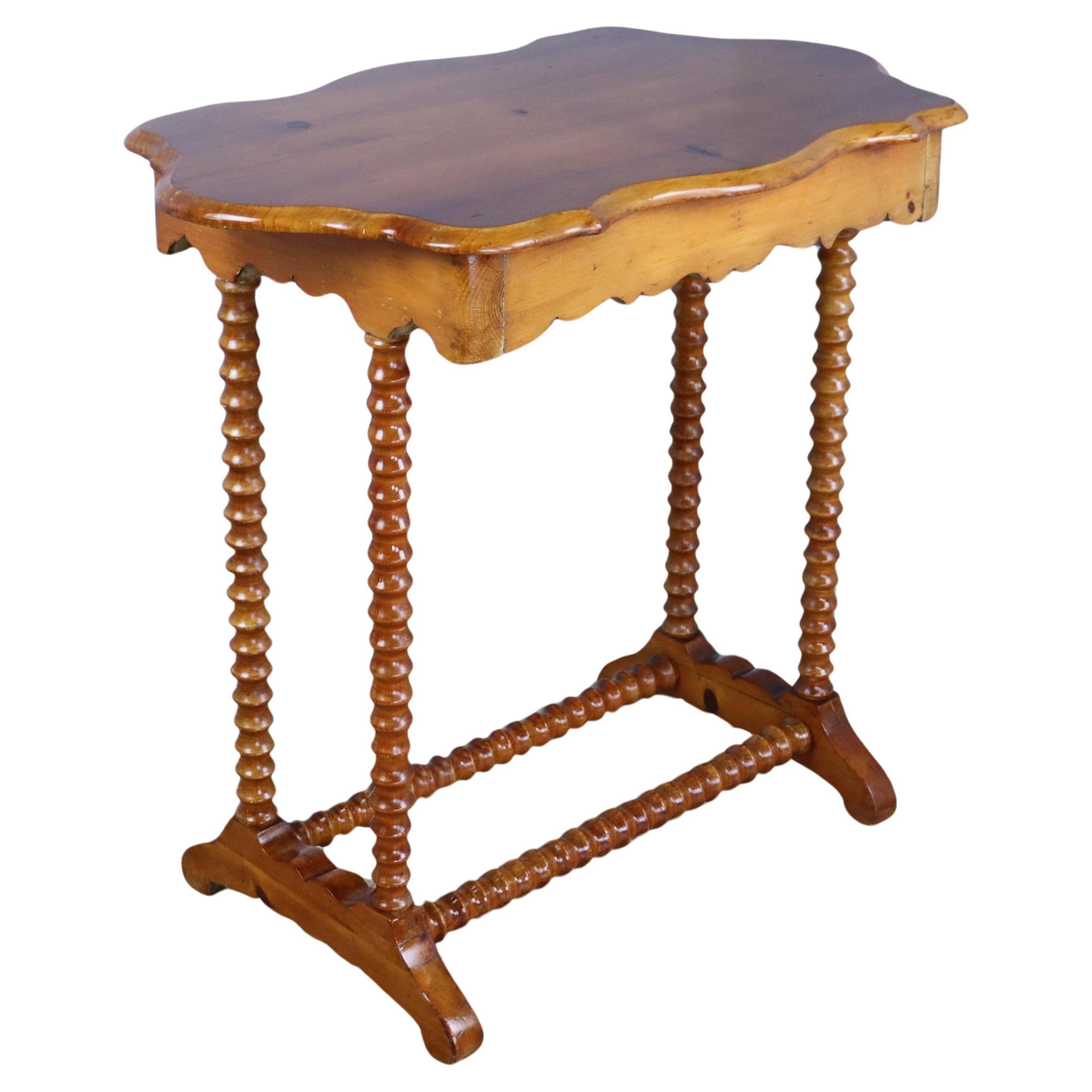 Bobbin Legged Lamp Table with Trestle Base For Sale