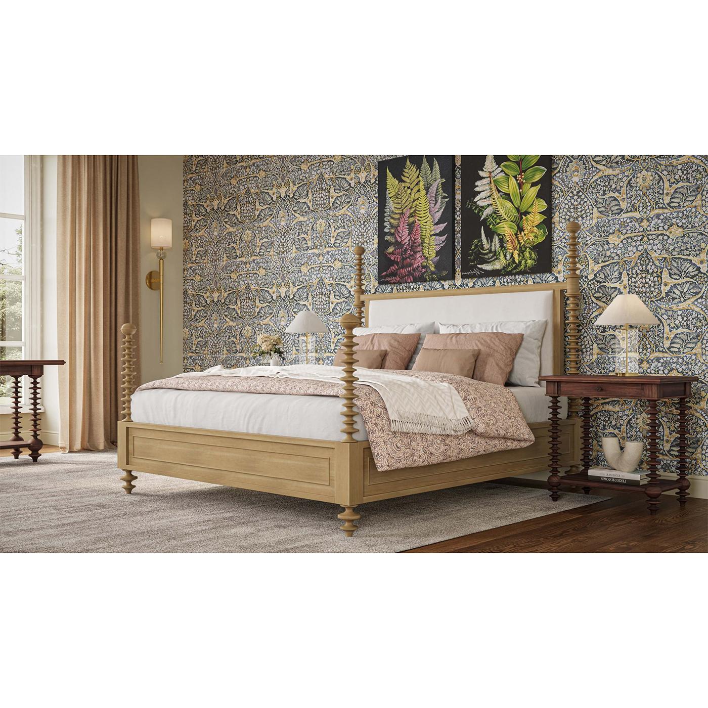 XXI secolo e contemporaneo Letto Bobbin Post King con finitura Fruitwood in vendita