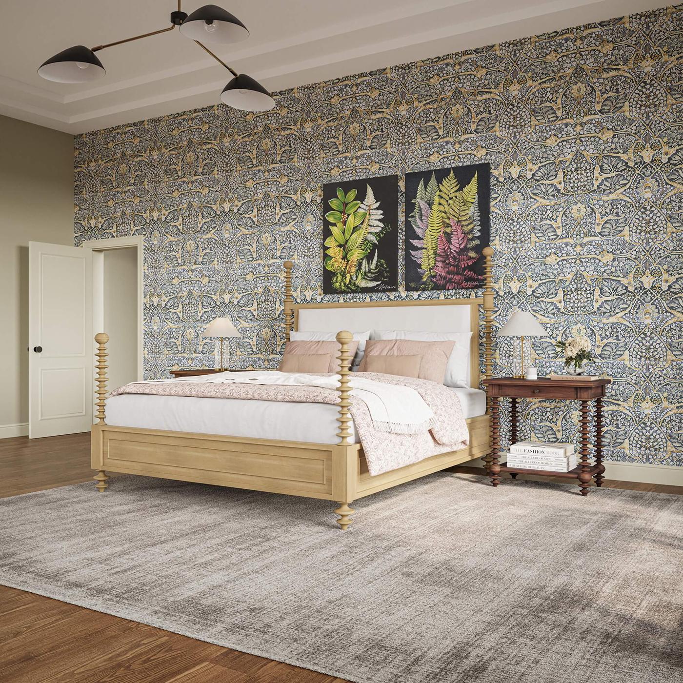 Legno Letto Bobbin Post King con finitura Fruitwood in vendita