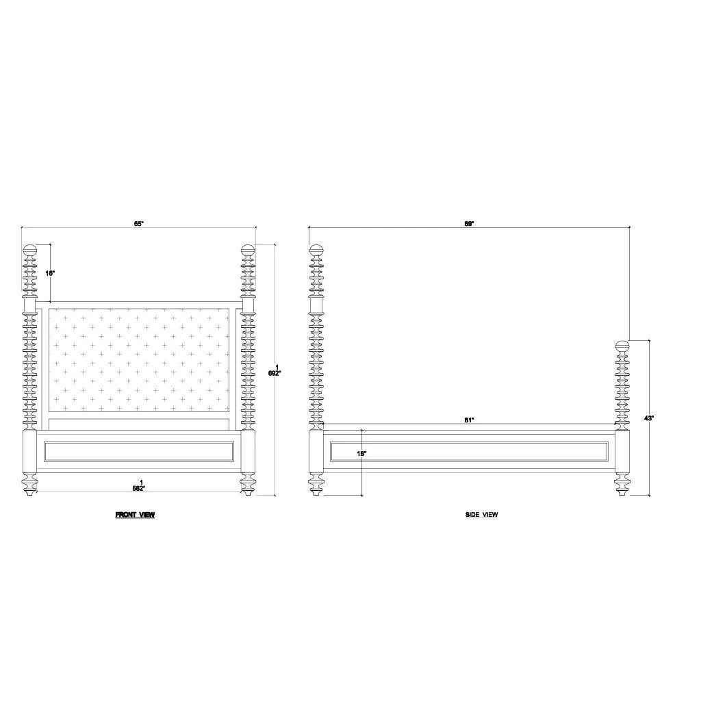 Lit Queen Bobbin Post en bois fruitier en vente 1