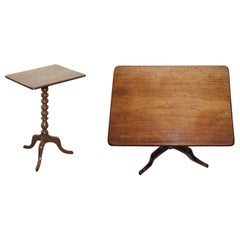 Bobbin Turned Victorian Tripod Side Table in Mahogany with Top Function