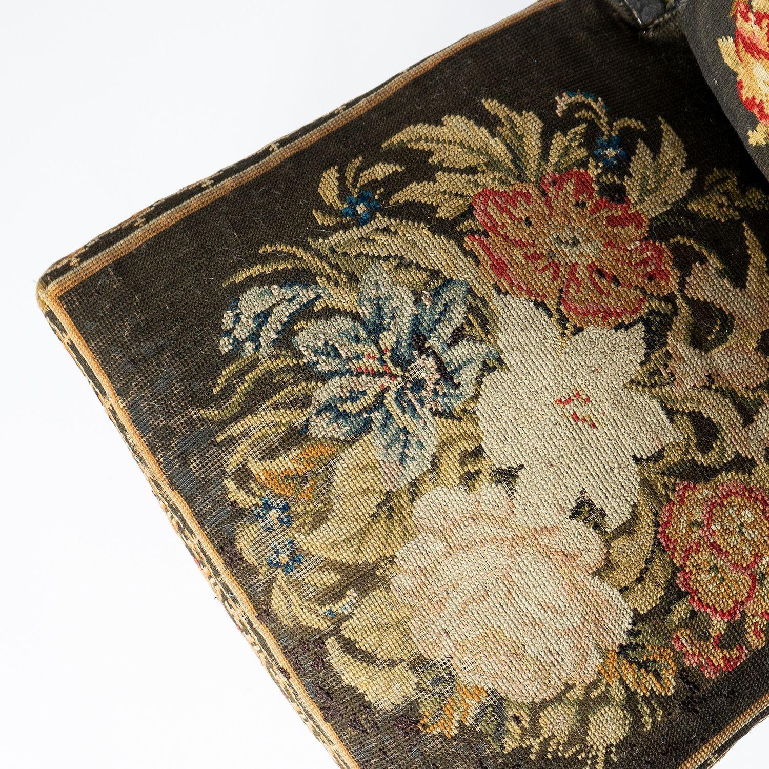 Antique Bobbin Turned Ebonised Chair with Tapestry Upholstery, 19th Century 11