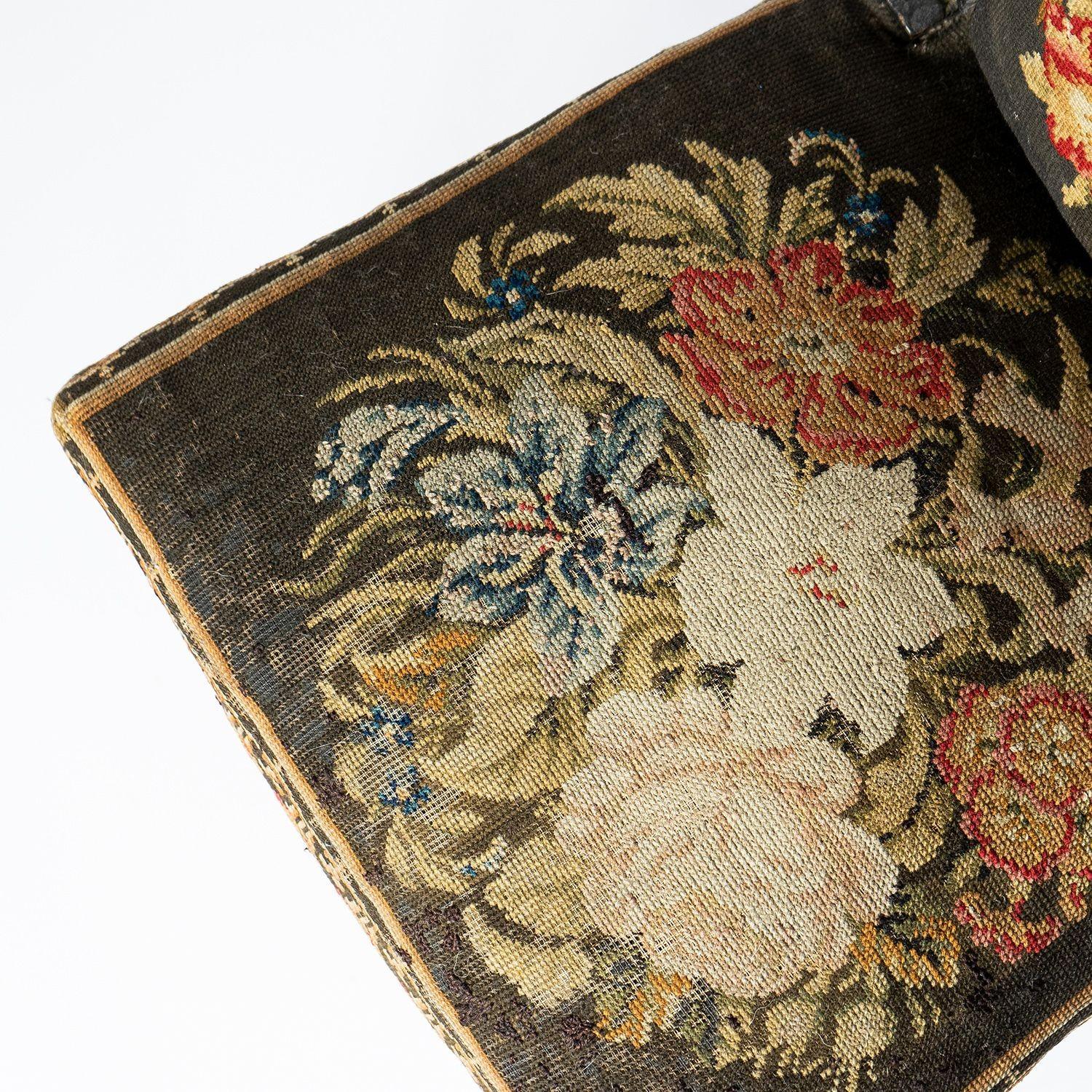 Antique Bobbin Turned Ebonised Chair with Tapestry Upholstery, 19th Century  11