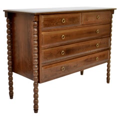 Cómoda de madera torneada, años 60.