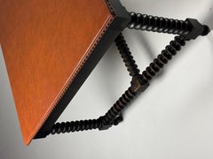 Bobbin work table with leather top, 19th century