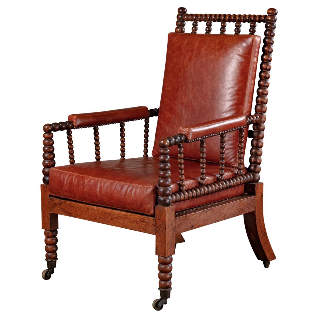 Bobbing Turned English Rosewood Armchair For Sale