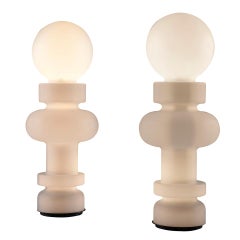Bobo Piccoli pour Fontana Arte paire d'élégants lampadaires en verre circa 1960