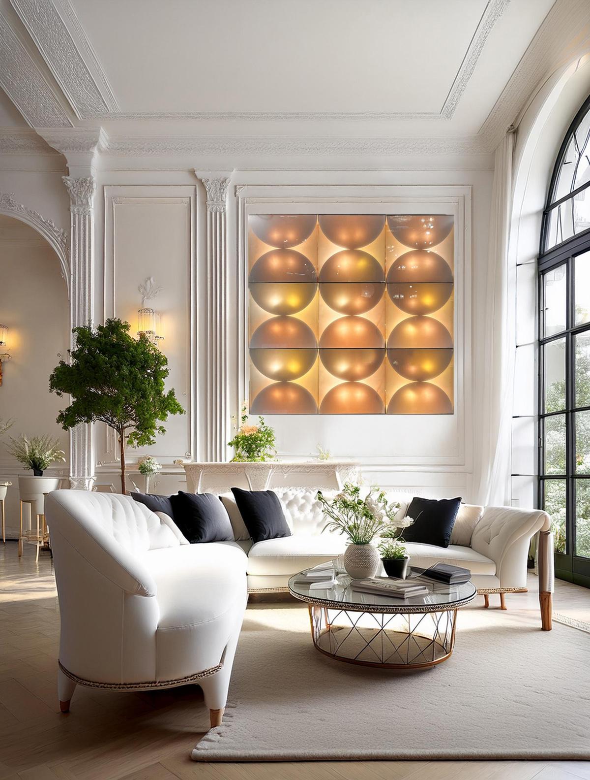 An exceptional and highly decorative set of six wall sconces, Model 'Hourglass', designed by Bobo Piccoli for Fontana Arte in the 1970s. These striking wall lights are not only functional but also serve as exquisite design elements, adding a touch