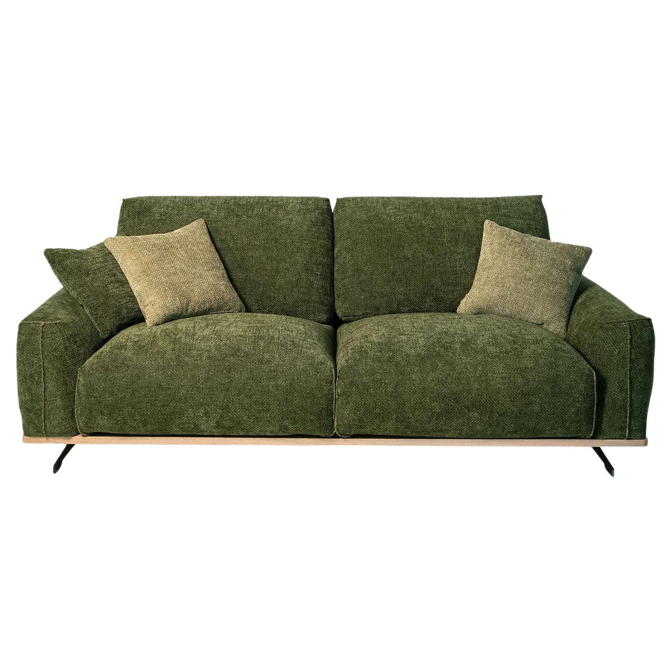 Boboli Green Fabric Sofa with Wooden Base by Mantellassi 1926 en venta