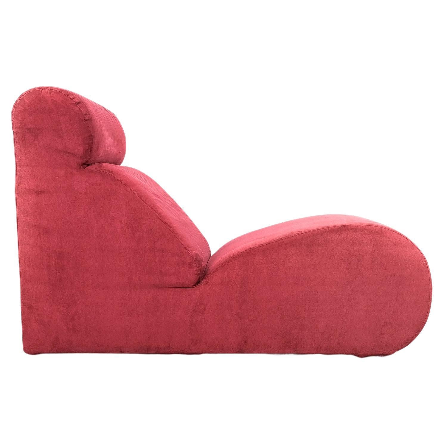 Late 20th Century Boborelax Chair Cini Boeri For Arflex Red Velvet, Italy, circa 1955 For Sale