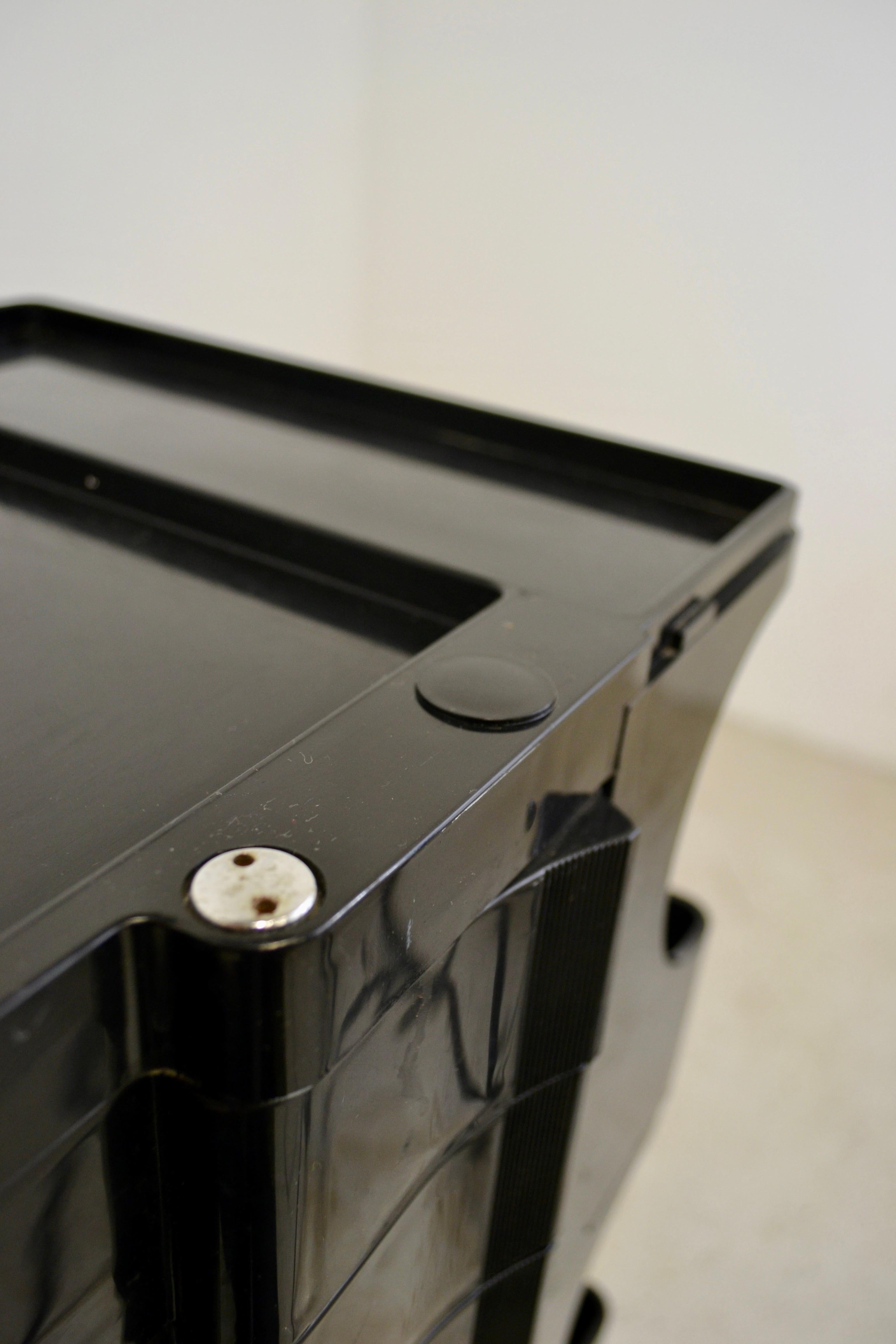 Italian Boby Storage Trolley in Black by Joe Colombo for Bieffeplast, 1968 For Sale