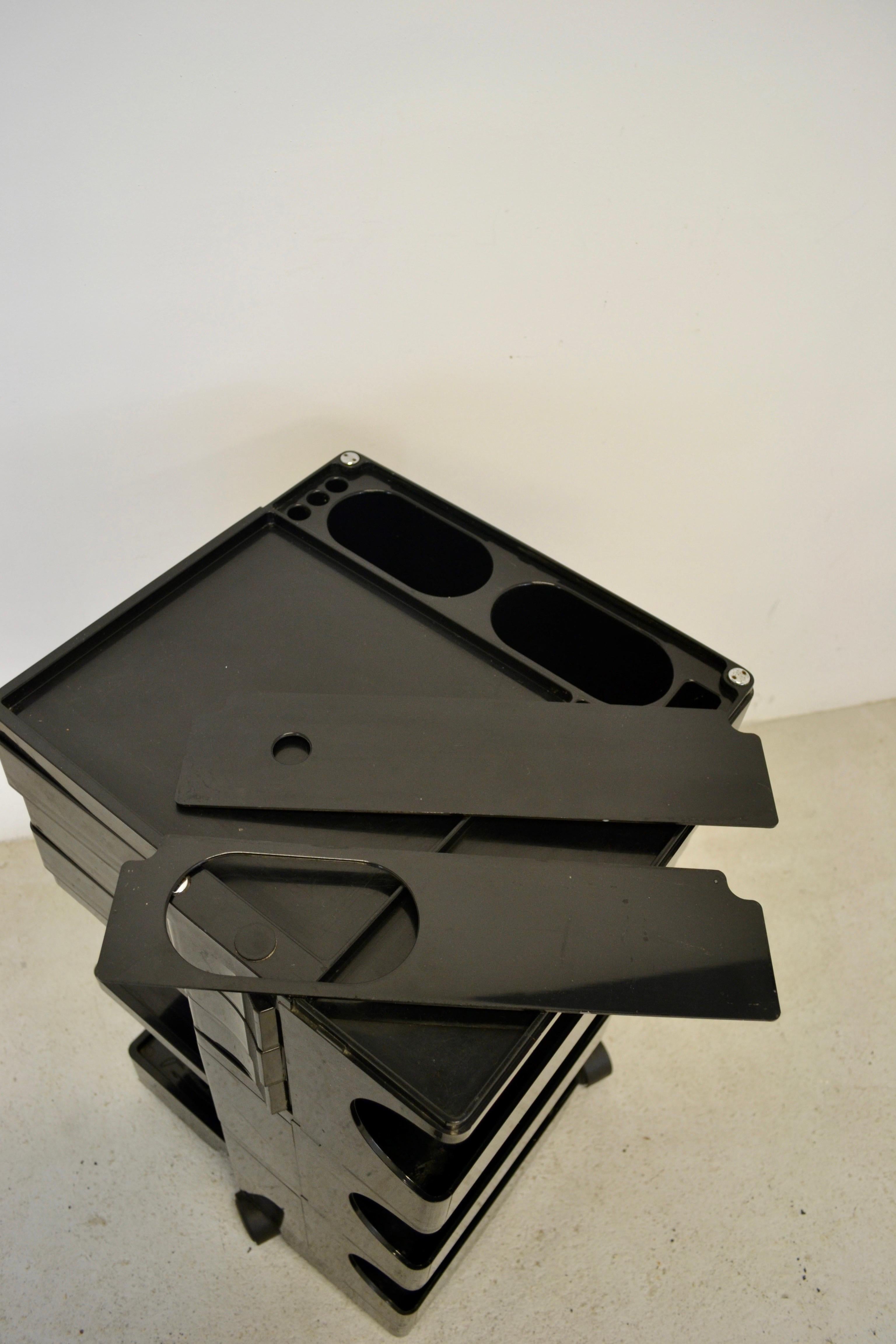 Plastic Boby Storage Trolley in Black by Joe Colombo for Bieffeplast, 1968 For Sale