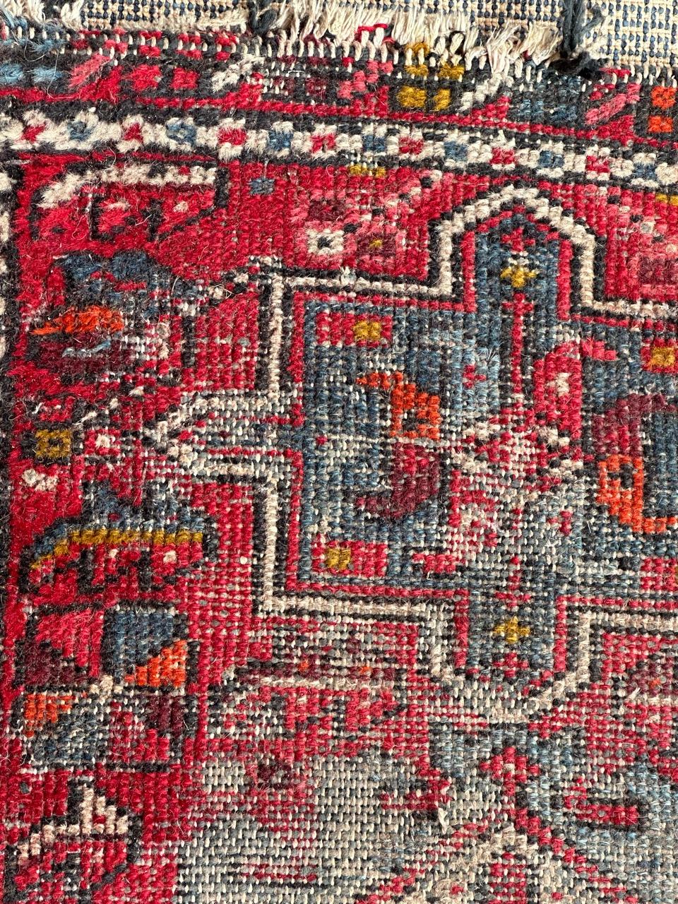 Early 20th Century Bobyrug distressed small Heriz rug  For Sale