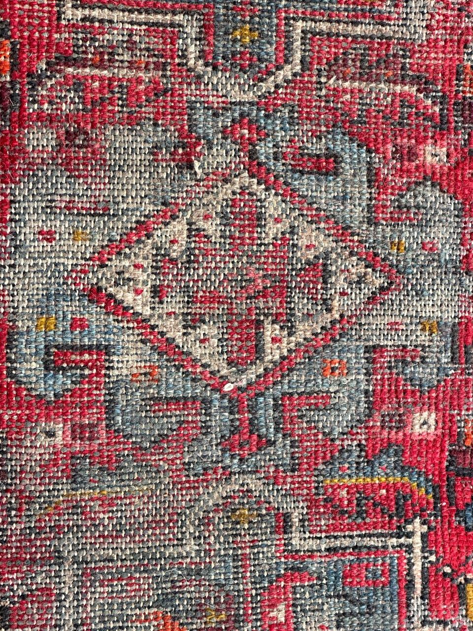 Bobyrug distressed small Heriz rug  For Sale 1