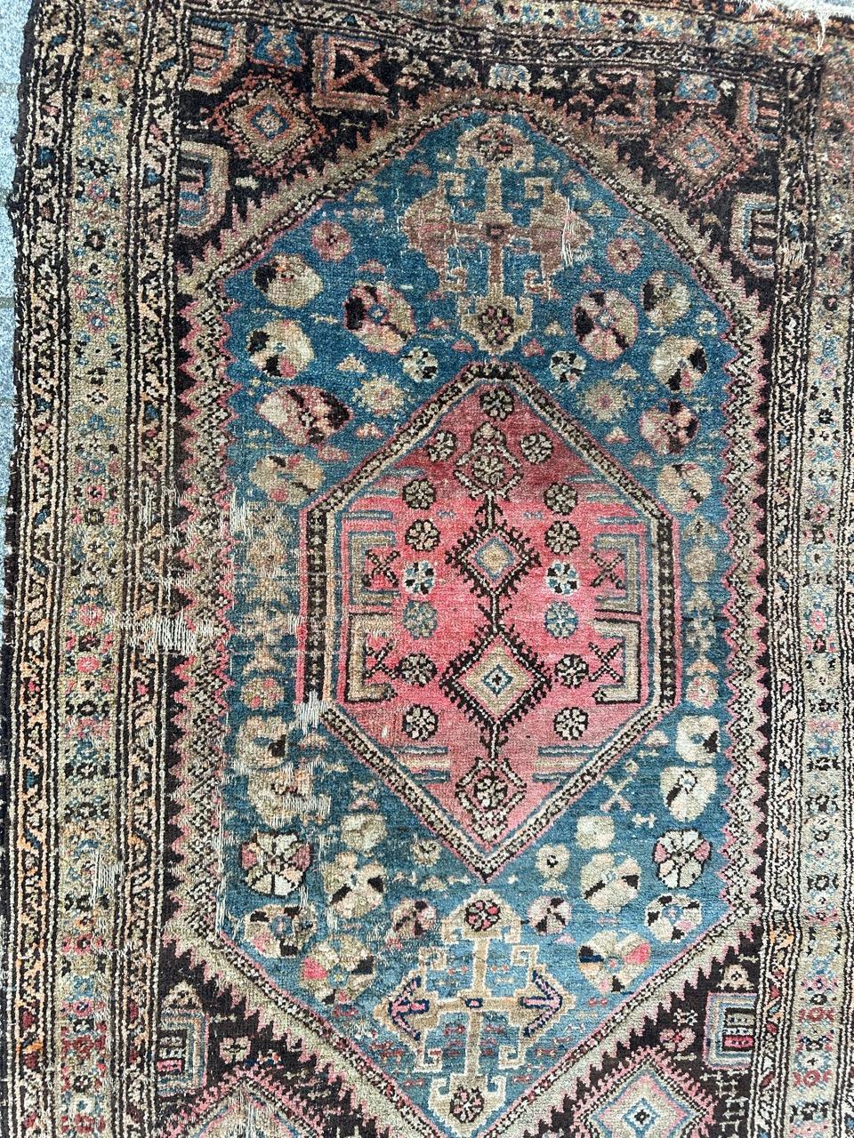 Bobyrug’s antique distressed Kurdish rug  For Sale 3