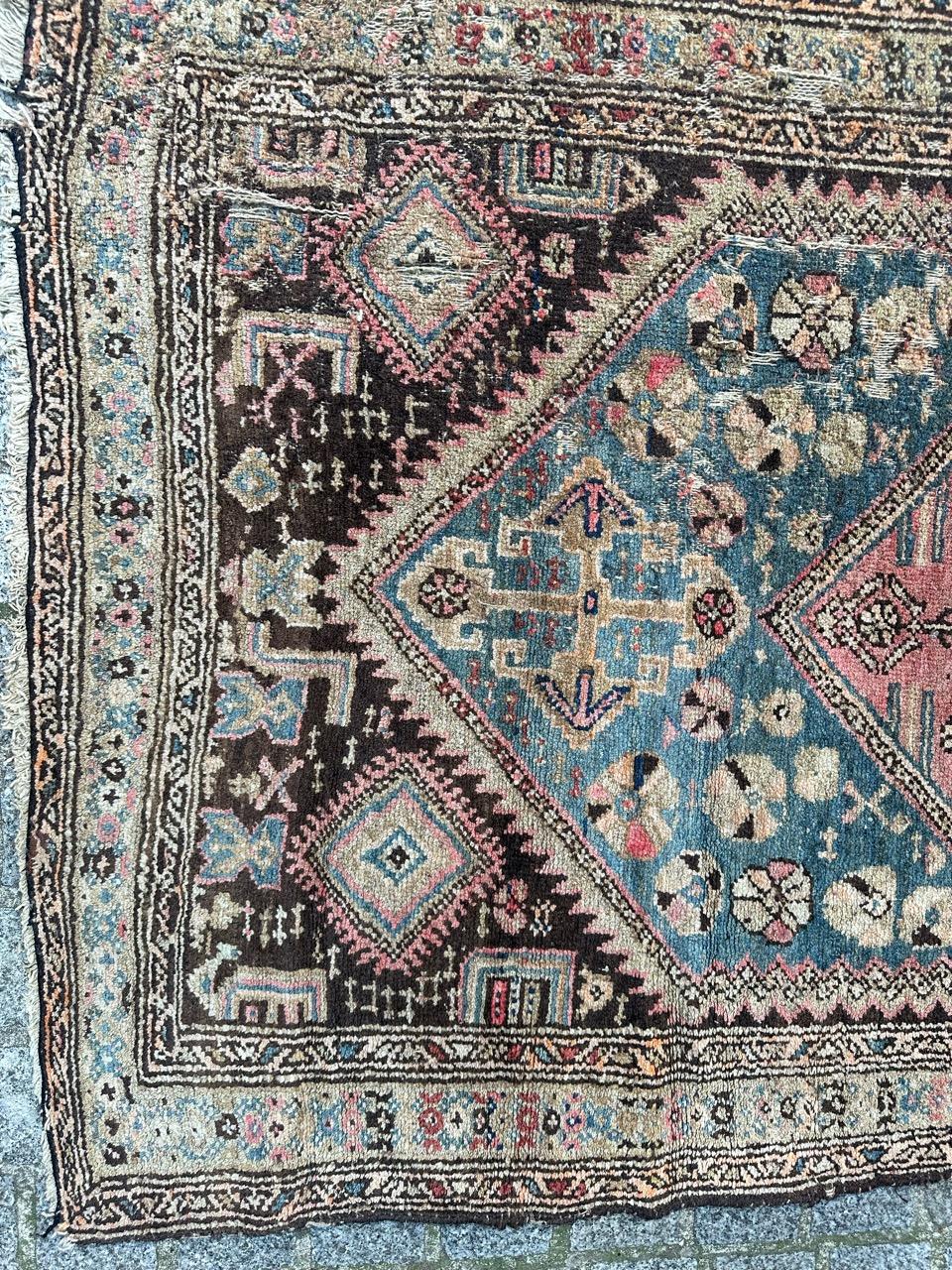 Bobyrug’s antique distressed Kurdish rug  For Sale 4