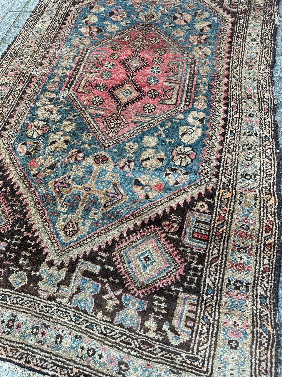 Bobyrug’s antique distressed Kurdish rug  For Sale 5