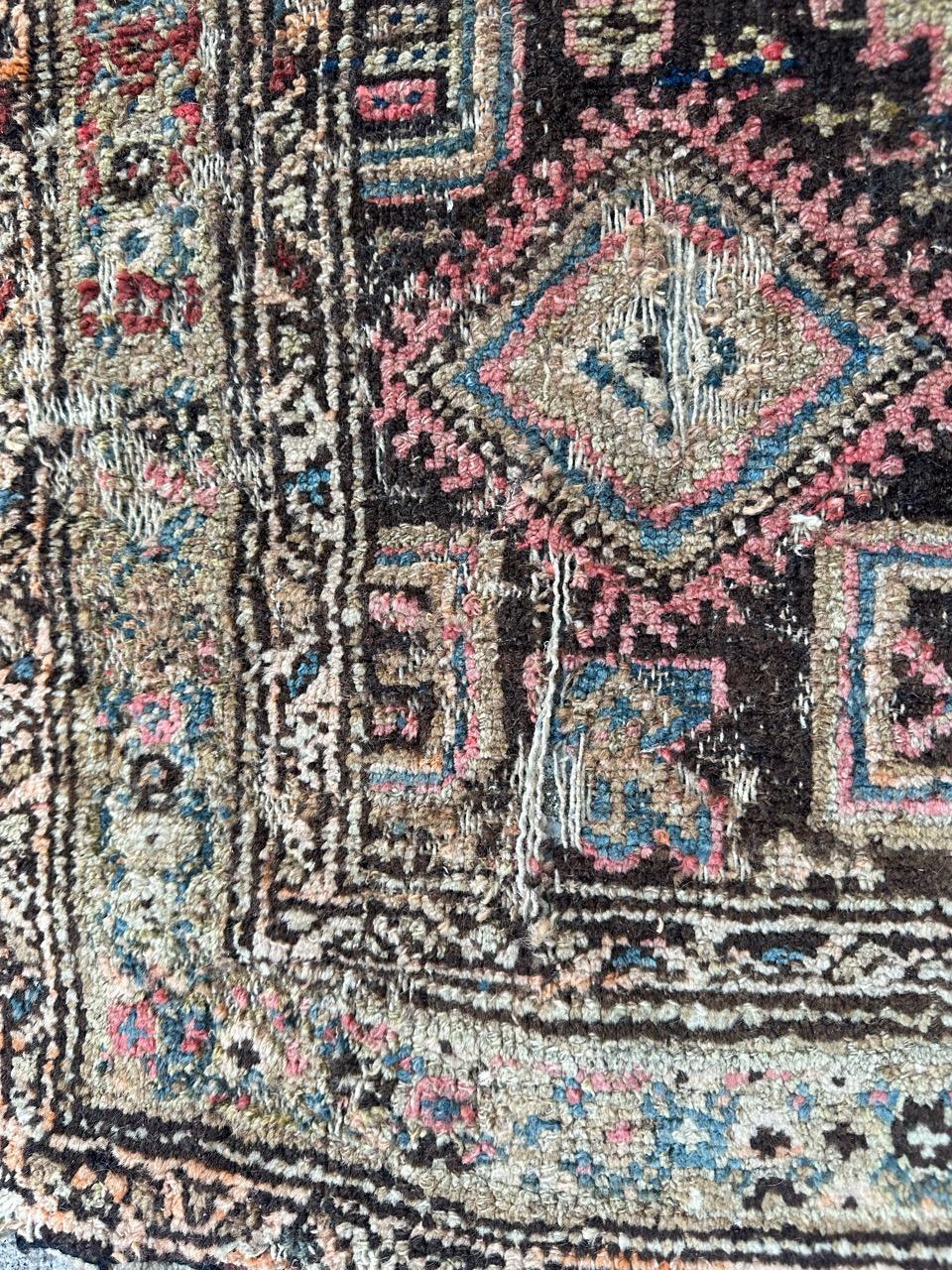 Bobyrug’s antique distressed Kurdish rug  For Sale 6