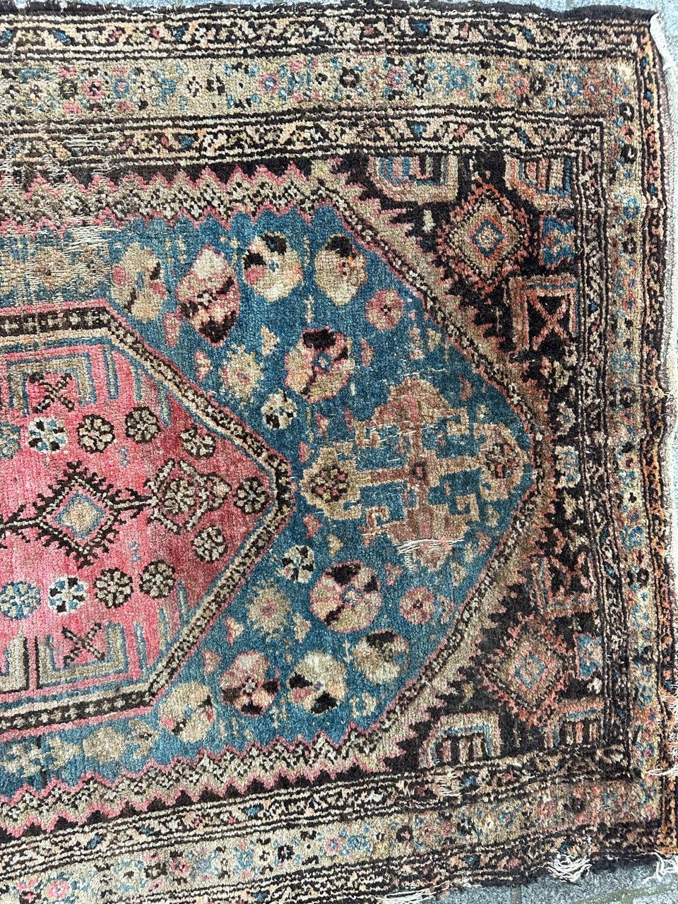 Bobyrug’s antique distressed Kurdish rug  For Sale 11