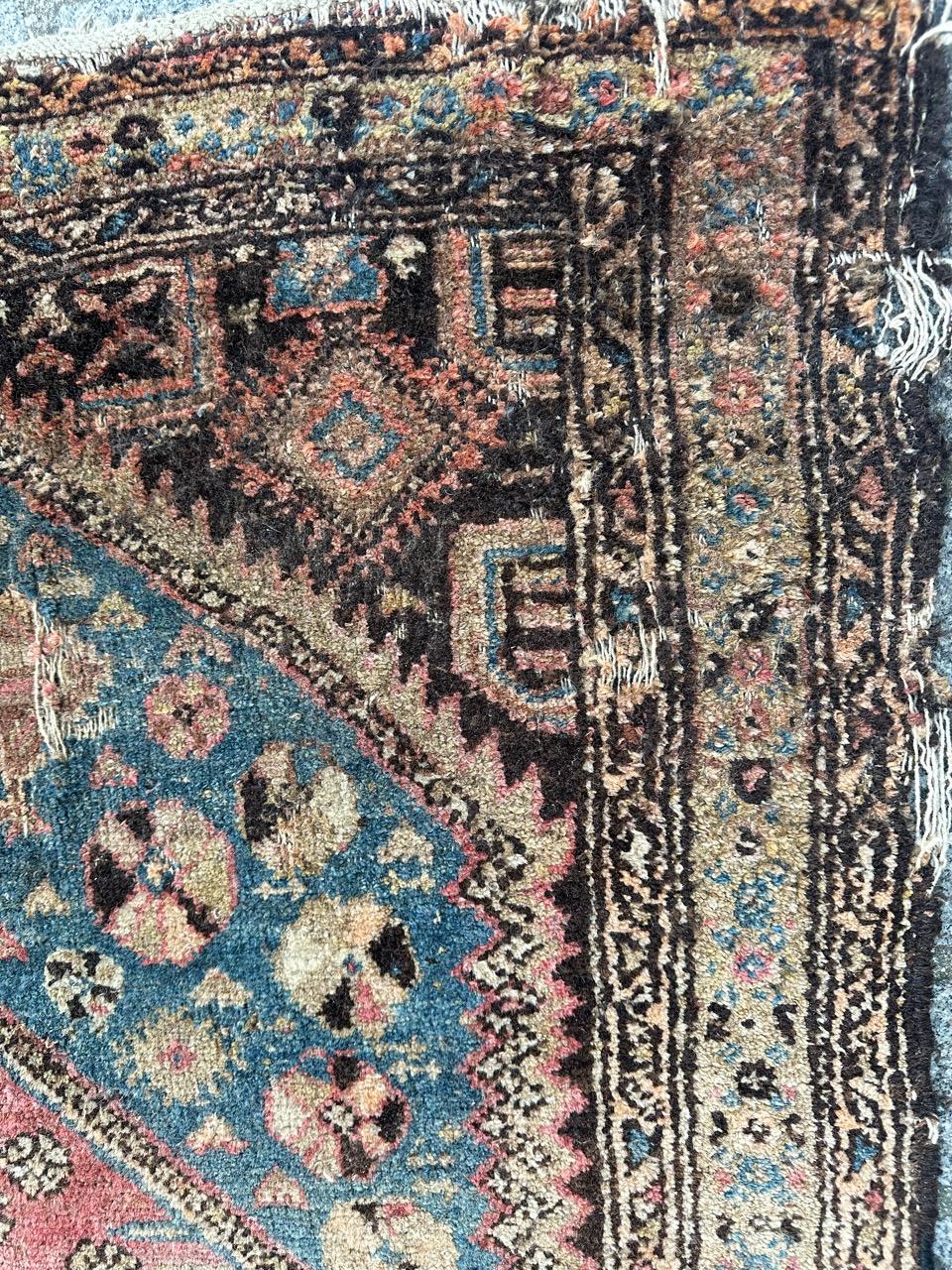 Wool Bobyrug’s antique distressed Kurdish rug  For Sale