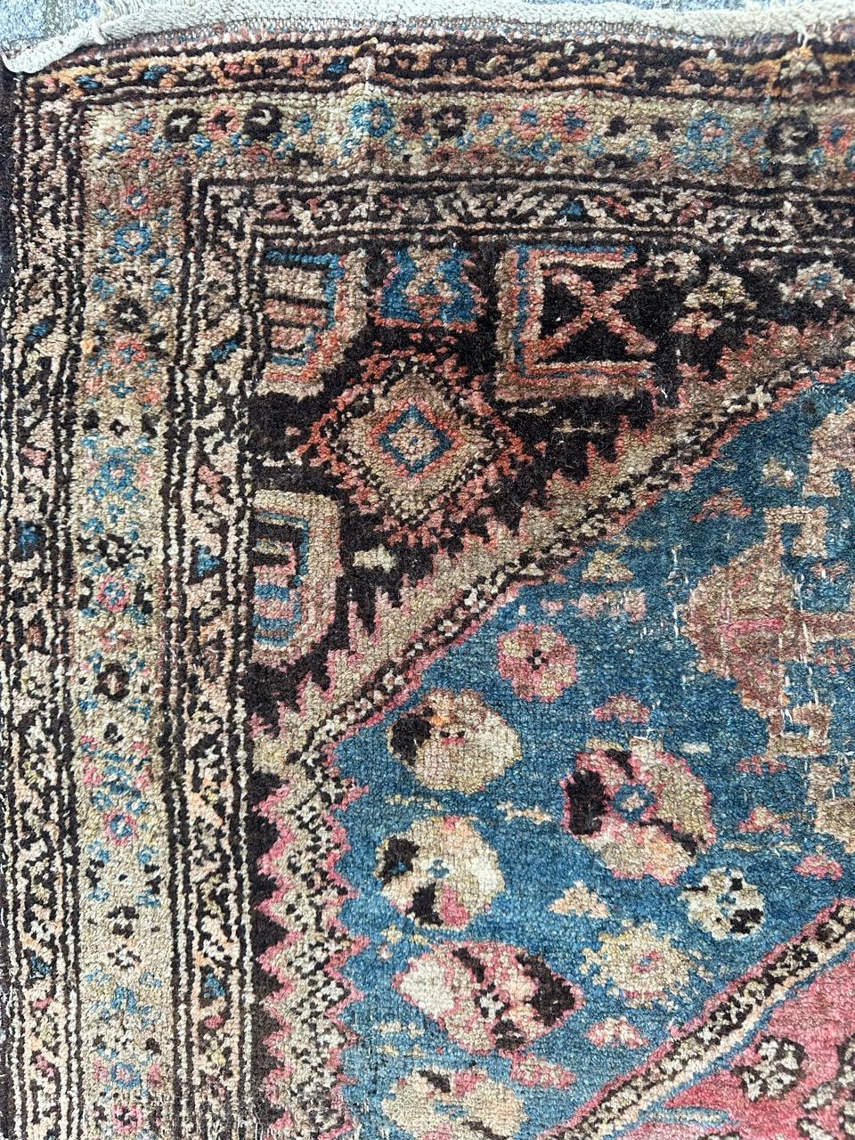 Bobyrug’s antique distressed Kurdish rug  For Sale 1