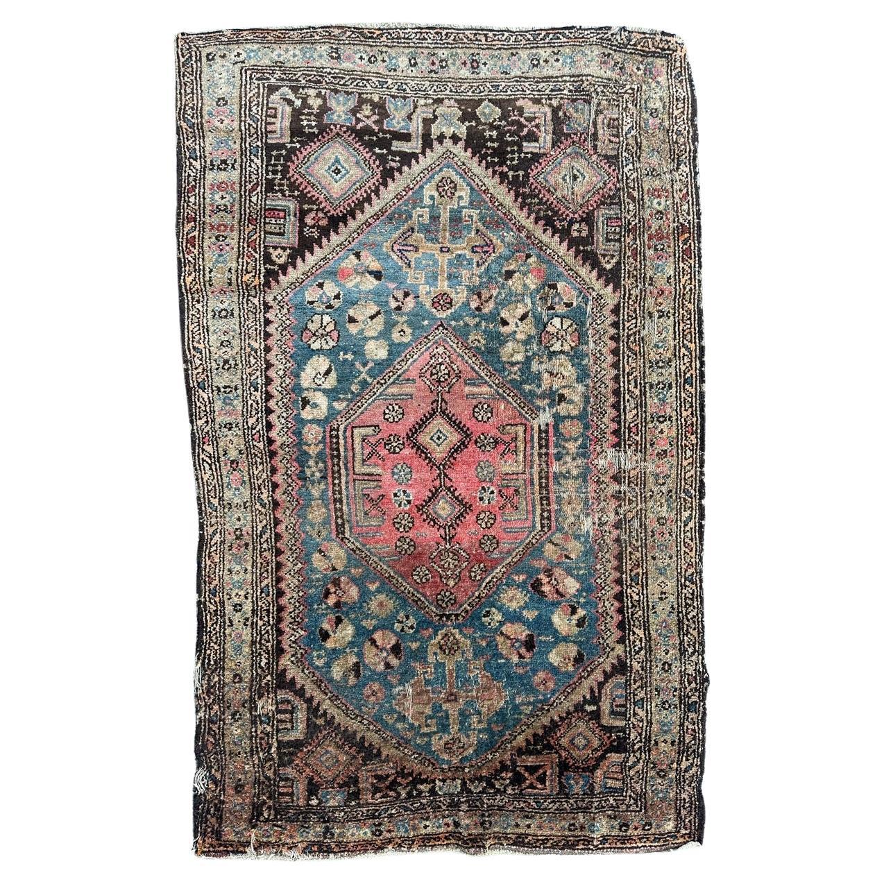 Bobyrug’s antique distressed Kurdish rug  For Sale