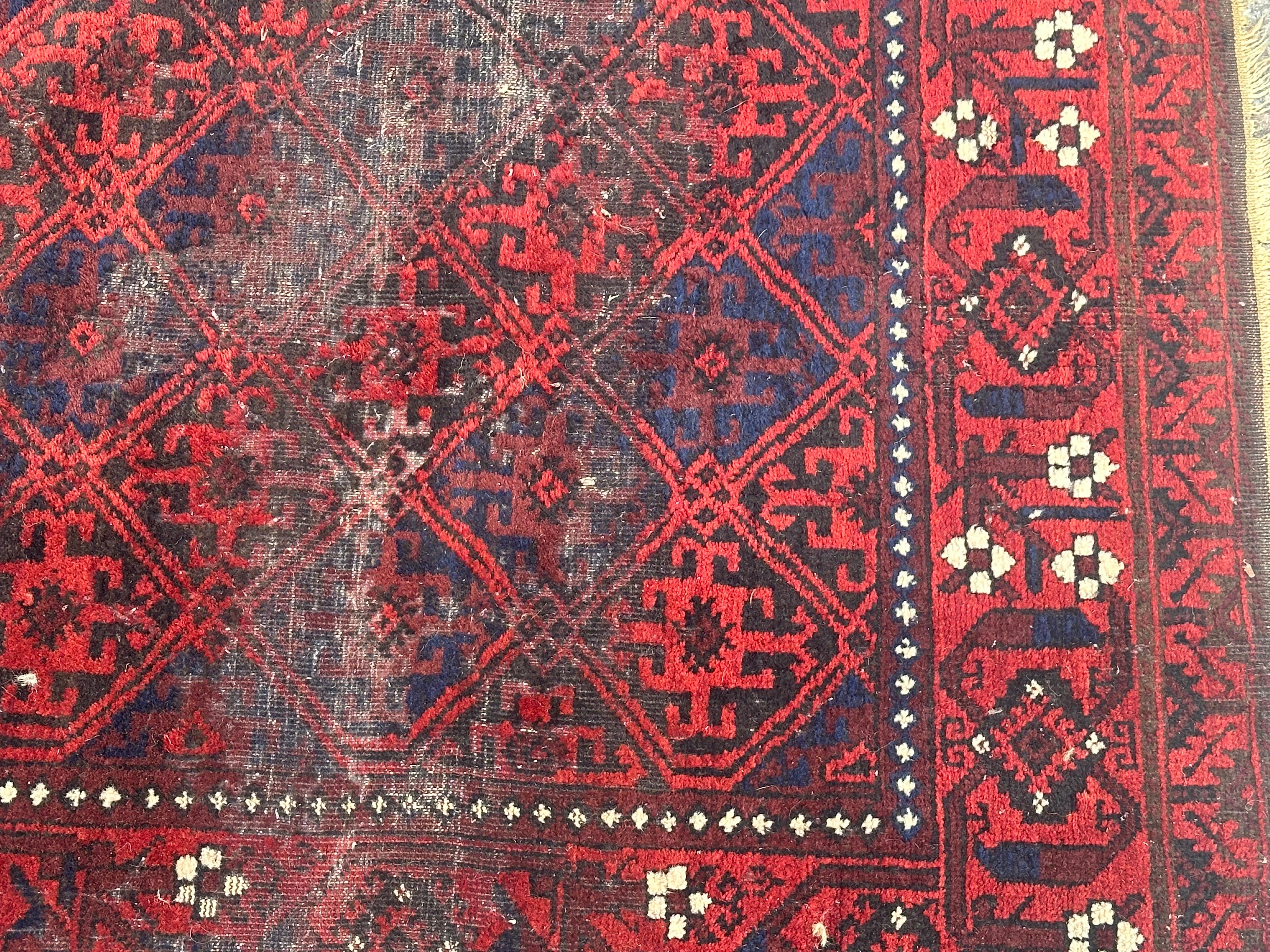 Bobyrug’s Antique distressed Tribal Turkmen Baluch Afghan Rug For Sale 5