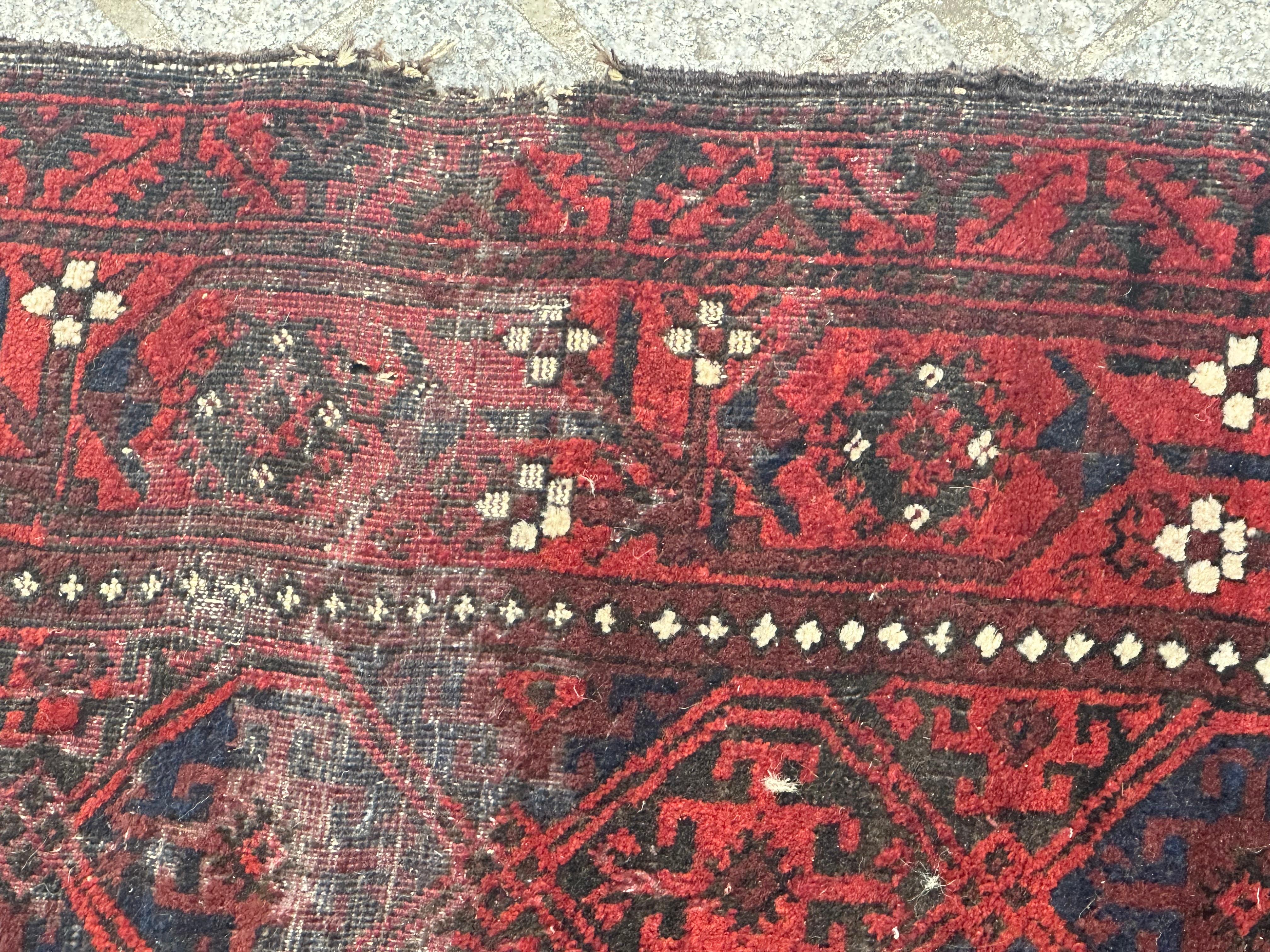Bobyrug’s Antique distressed Tribal Turkmen Baluch Afghan Rug For Sale 9