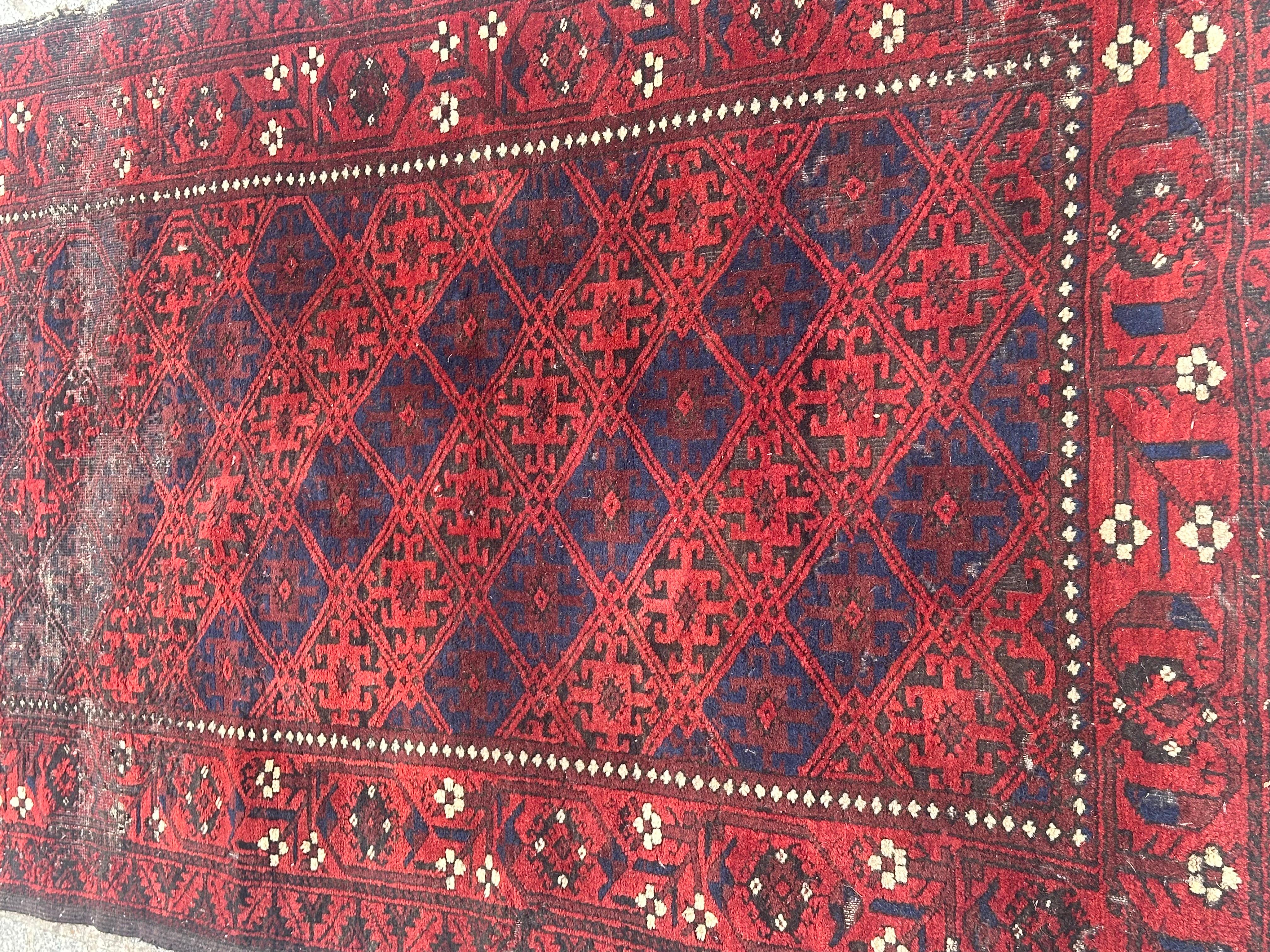 Bobyrug’s Antique distressed Tribal Turkmen Baluch Afghan Rug For Sale 13