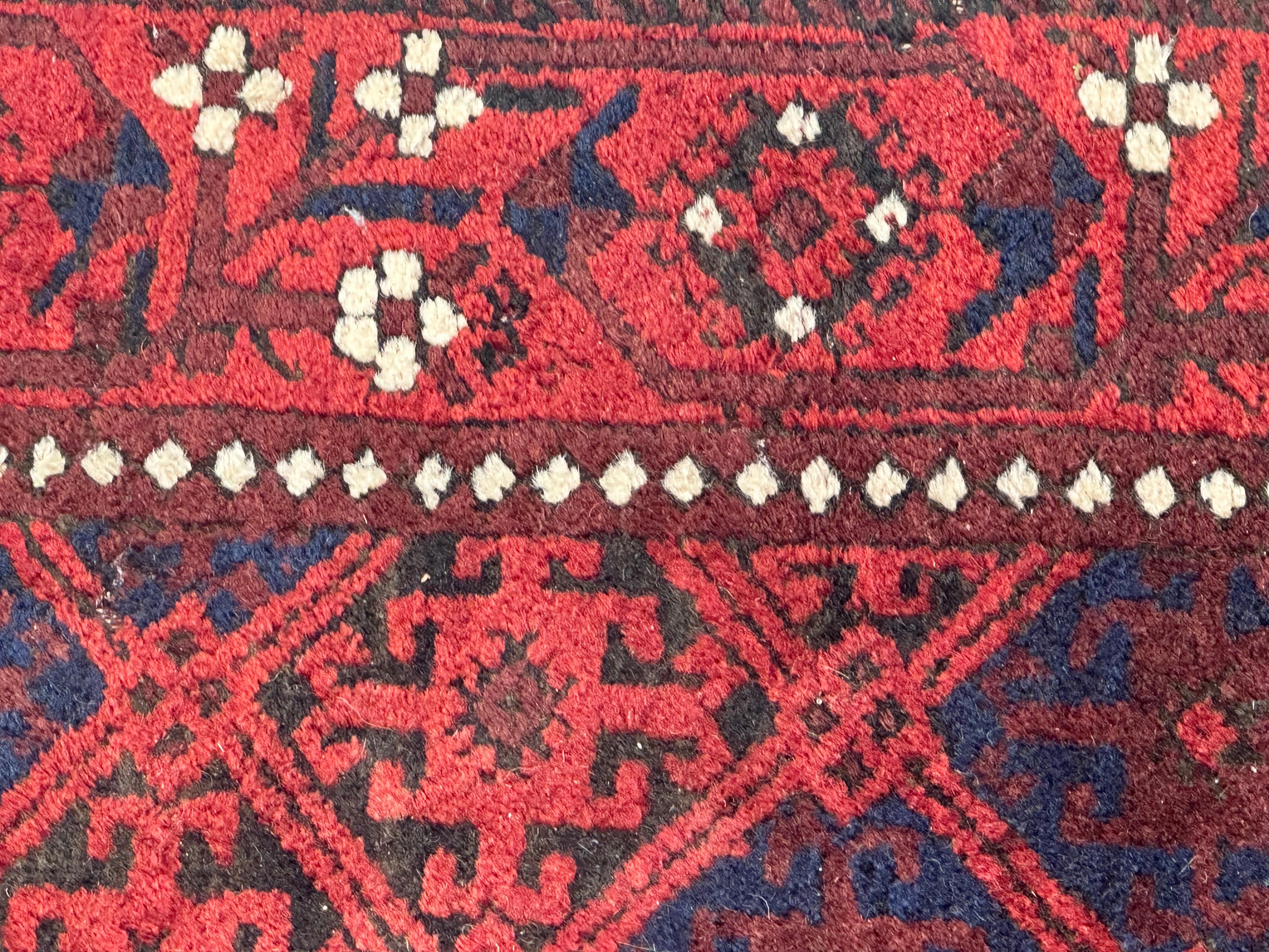 Wool Bobyrug’s Antique distressed Tribal Turkmen Baluch Afghan Rug For Sale