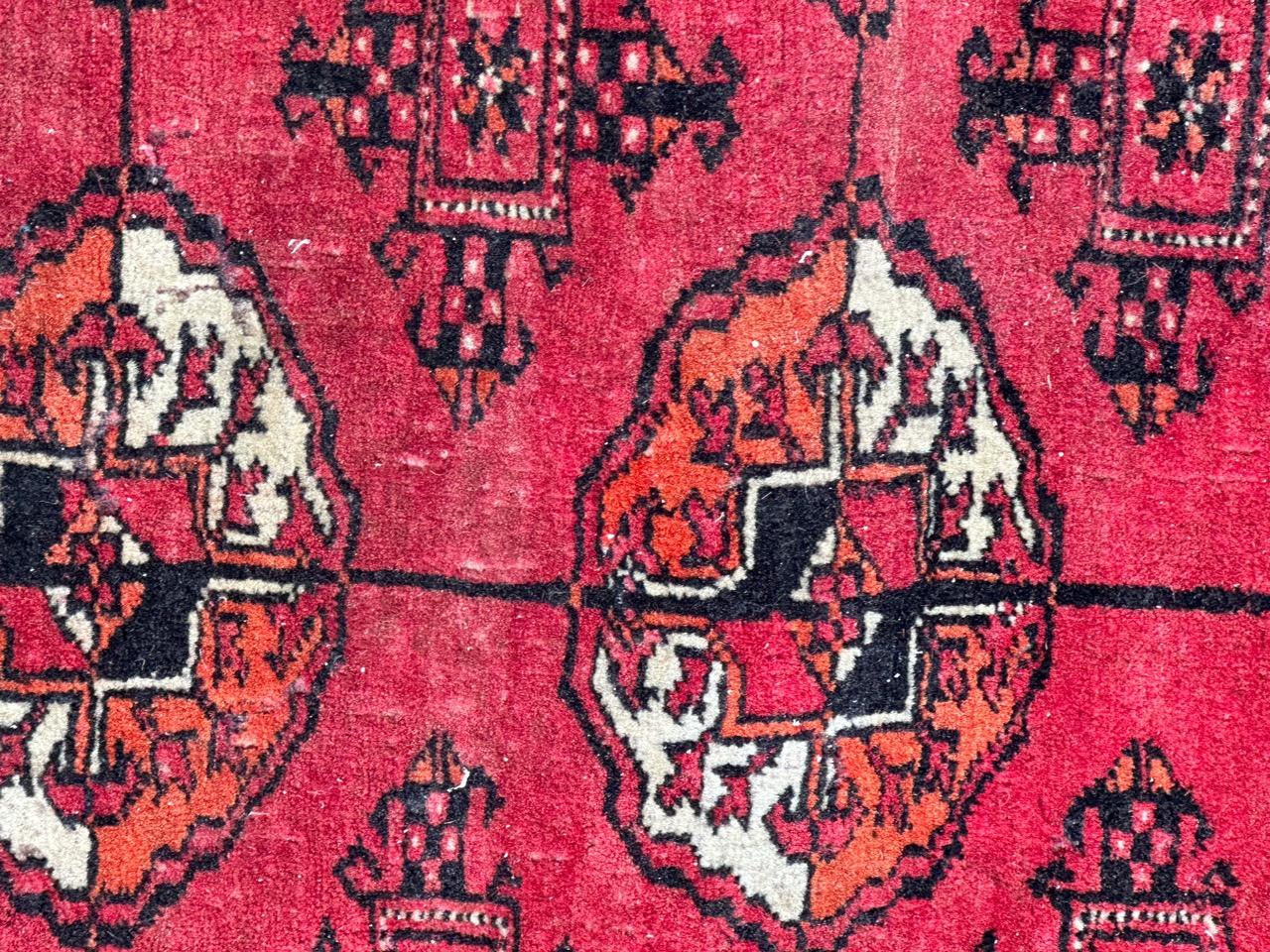 Bobyrug’s antique distressed Turkmen Bokhara rug  For Sale 2