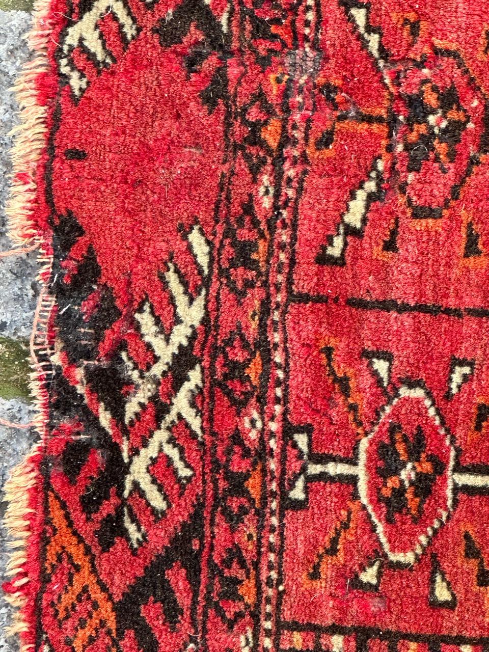 Bobyrug’s antique distressed Turkmen Bokhara rug  For Sale 4